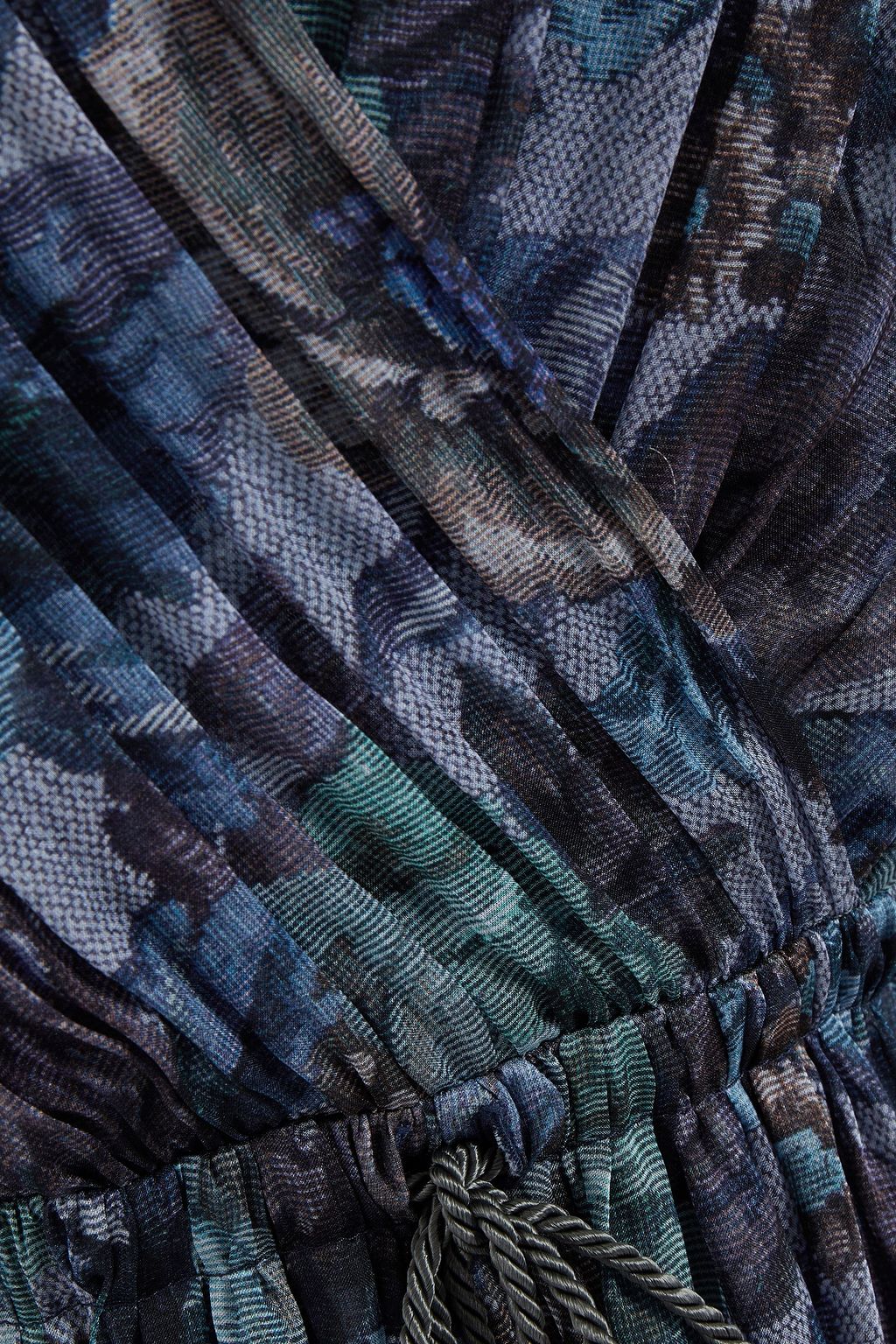 ALBERTA FERRETTI Wrap-effect pleated floral-print chiffon maxi dress