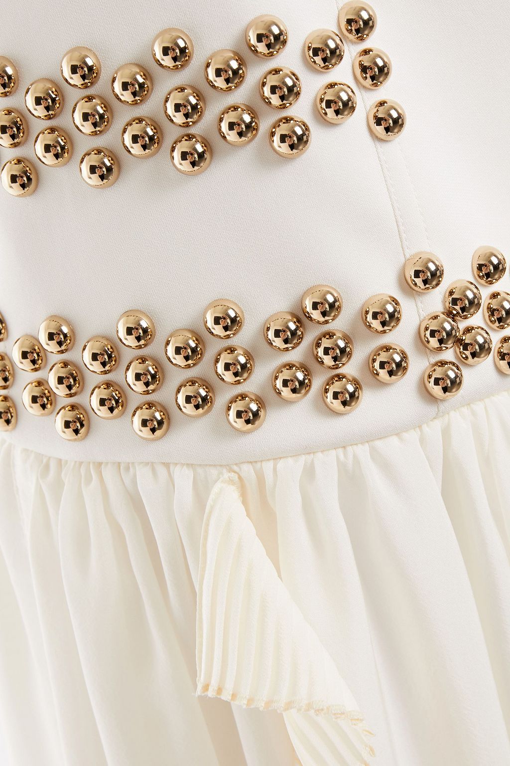 CHLOÉ Asymmetric studded silk-chiffon and ponte midi skirt