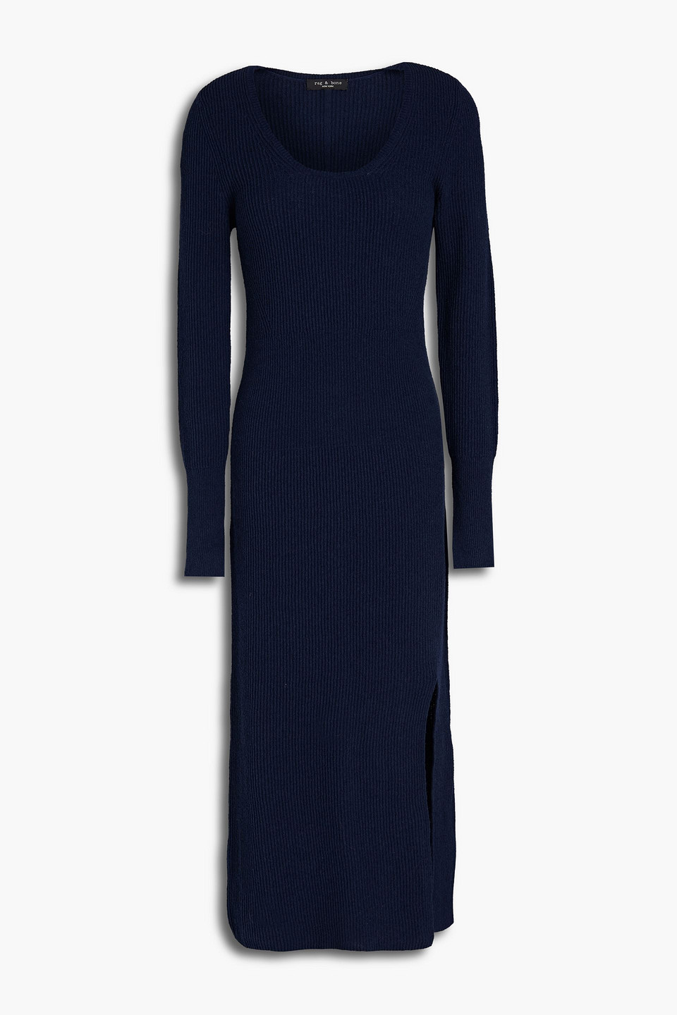 rag & bone - sunny ribbed cotton-blend midi dress - blue - l