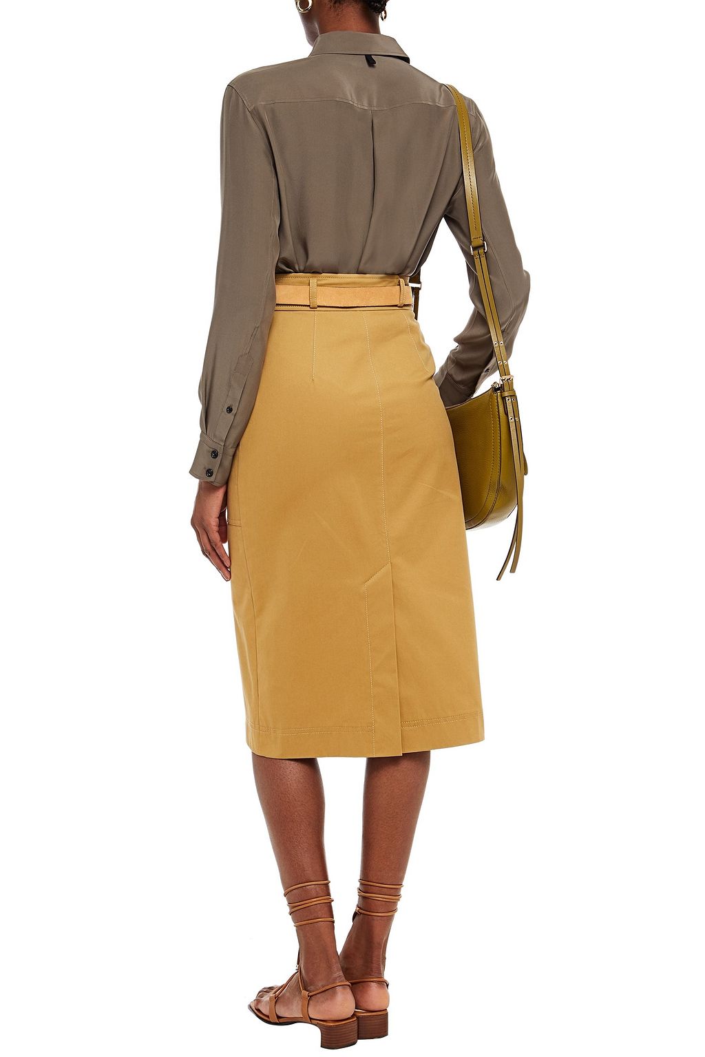 ALBERTA FERRETTI Cotton-blend twill pencil skirt