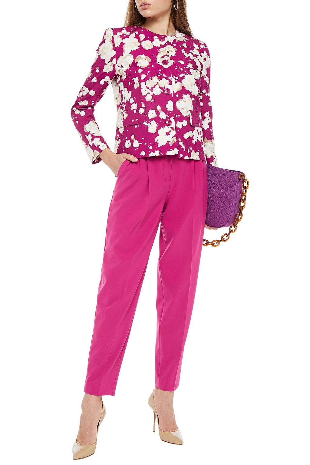 BOUTIQUE MOSCHINO Floral-print stretch-crepe jacket