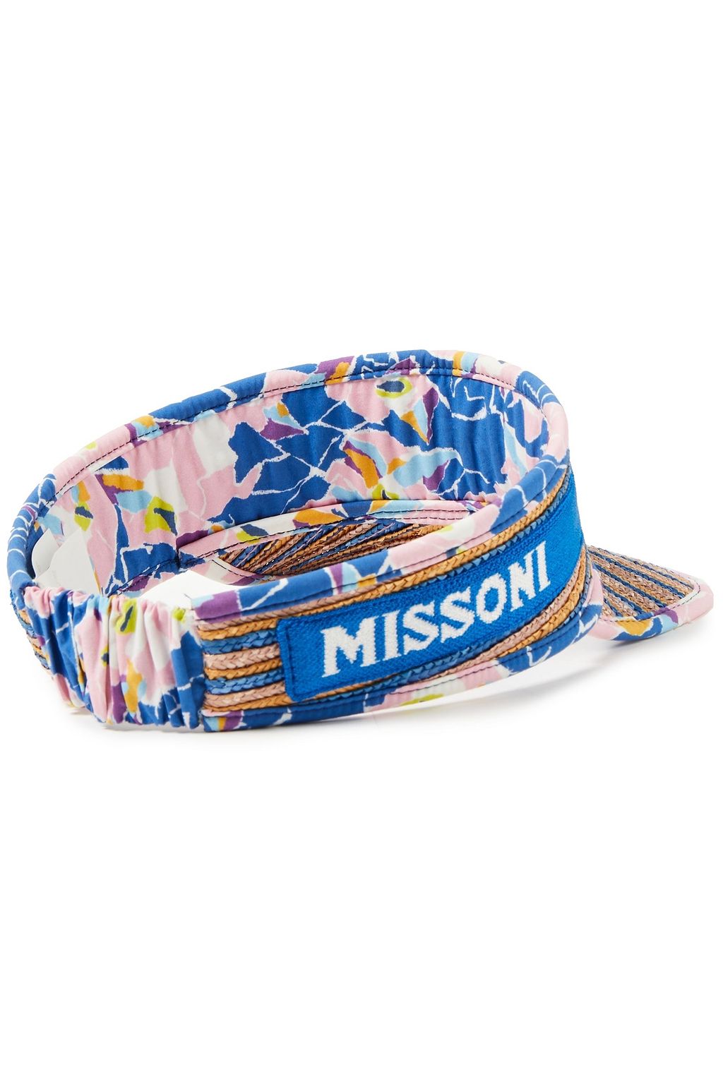 MISSONI MARE Jacquard-trimmed striped straw visor