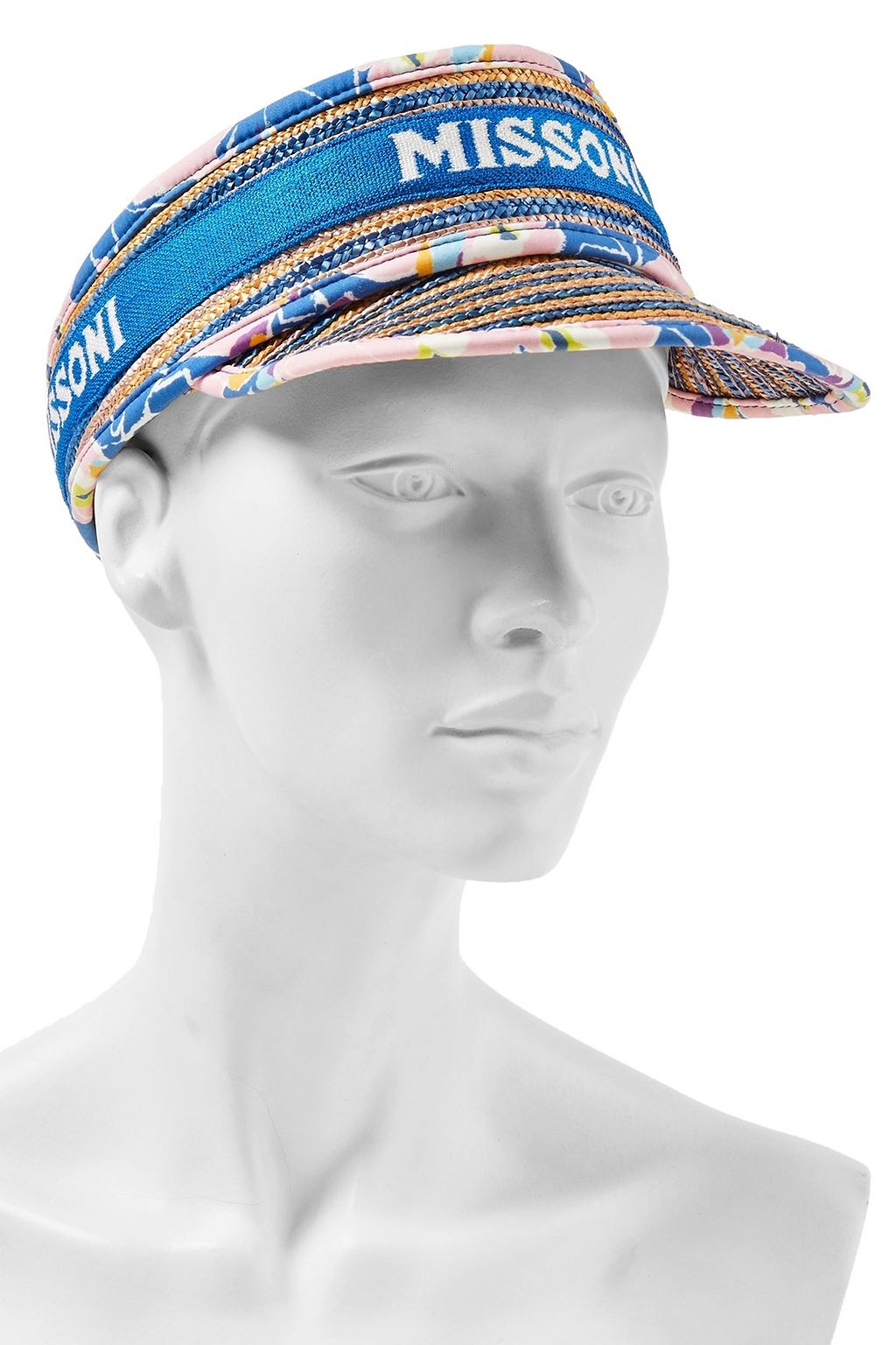 MISSONI MARE Jacquard-trimmed striped straw visor