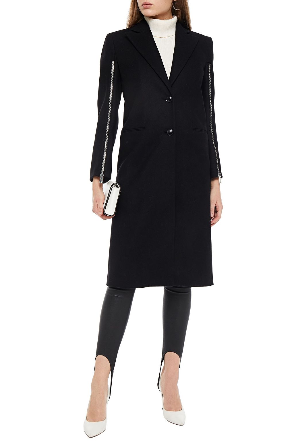 BOUTIQUE MOSCHINO Zip-detailed wool-blend felt coat