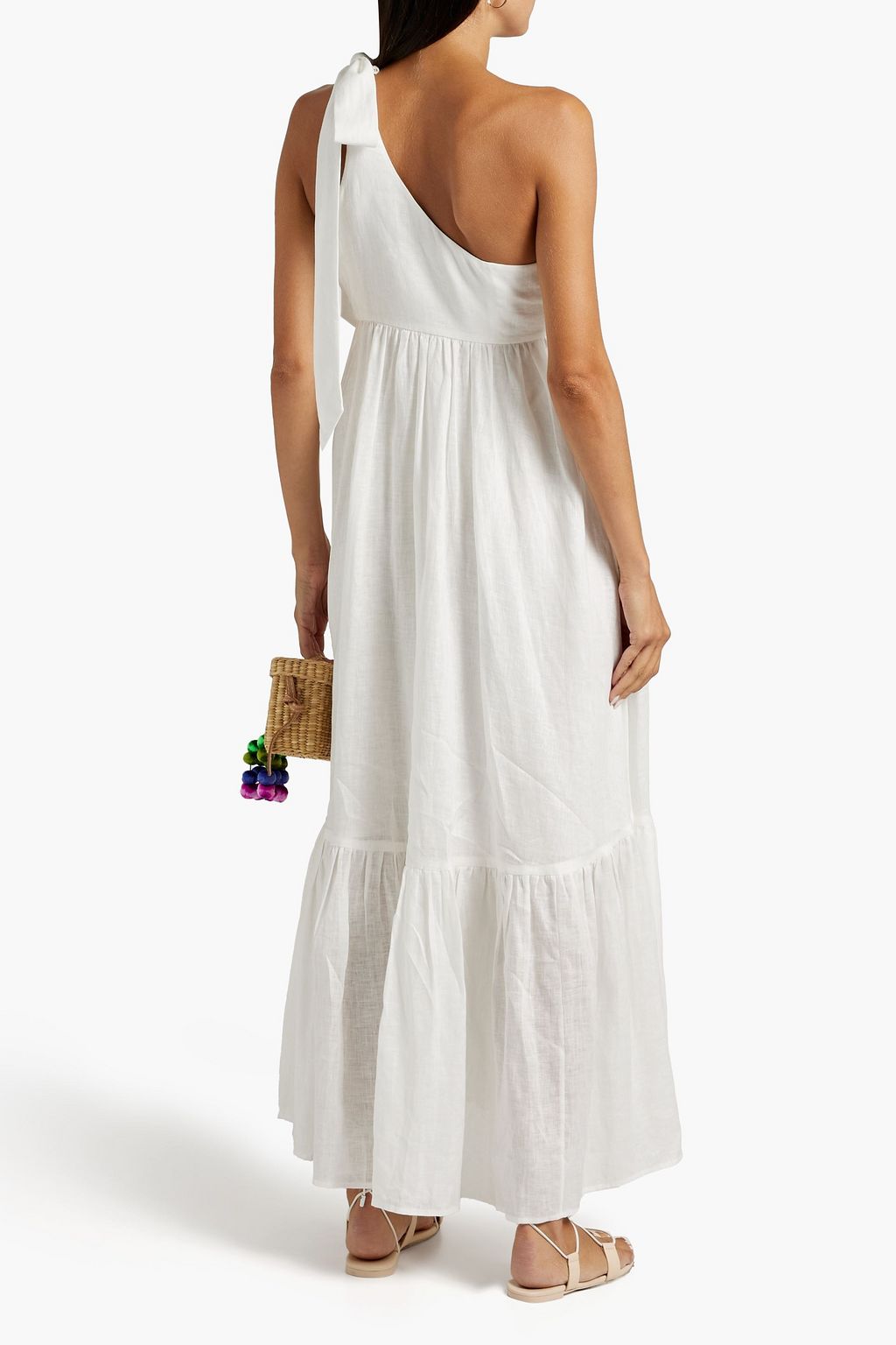 ZIMMERMANN One-shoulder gathered linen maxi dress