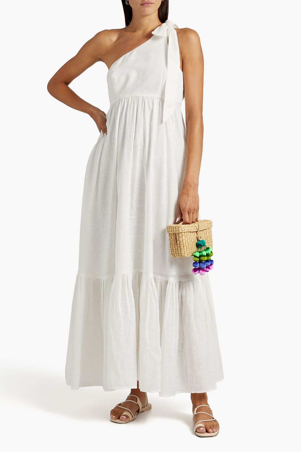 ZIMMERMANN One-shoulder gathered linen maxi dress