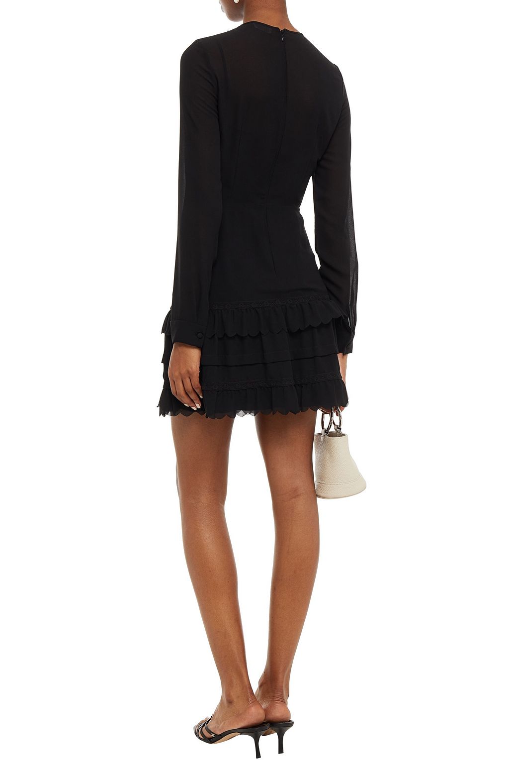 REDVALENTINO Tiered pussy-bow georgette mini dress