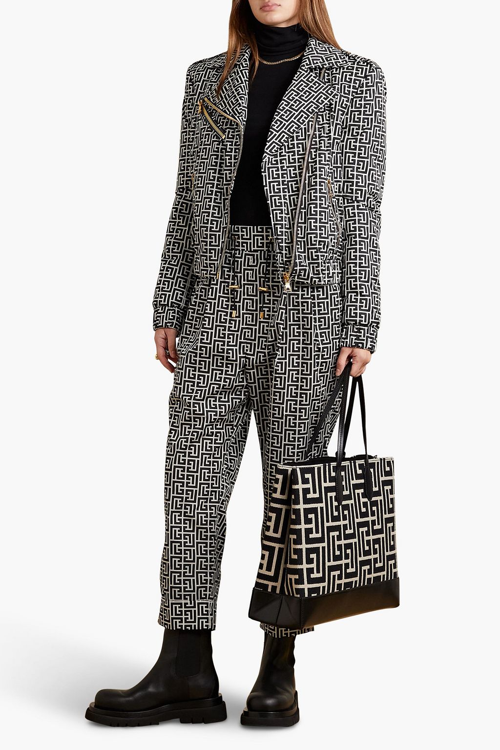 BALMAIN + Rossignol Ski cropped printed shell track pants