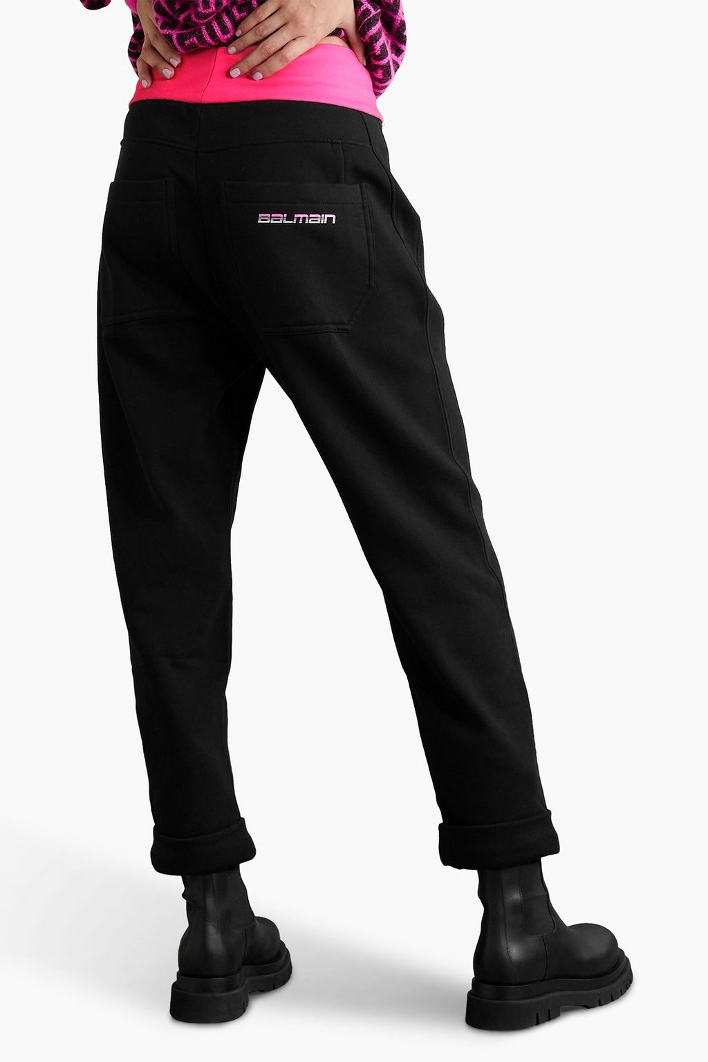 BALMAIN コットンジャージー トラックパンツ バイカラー