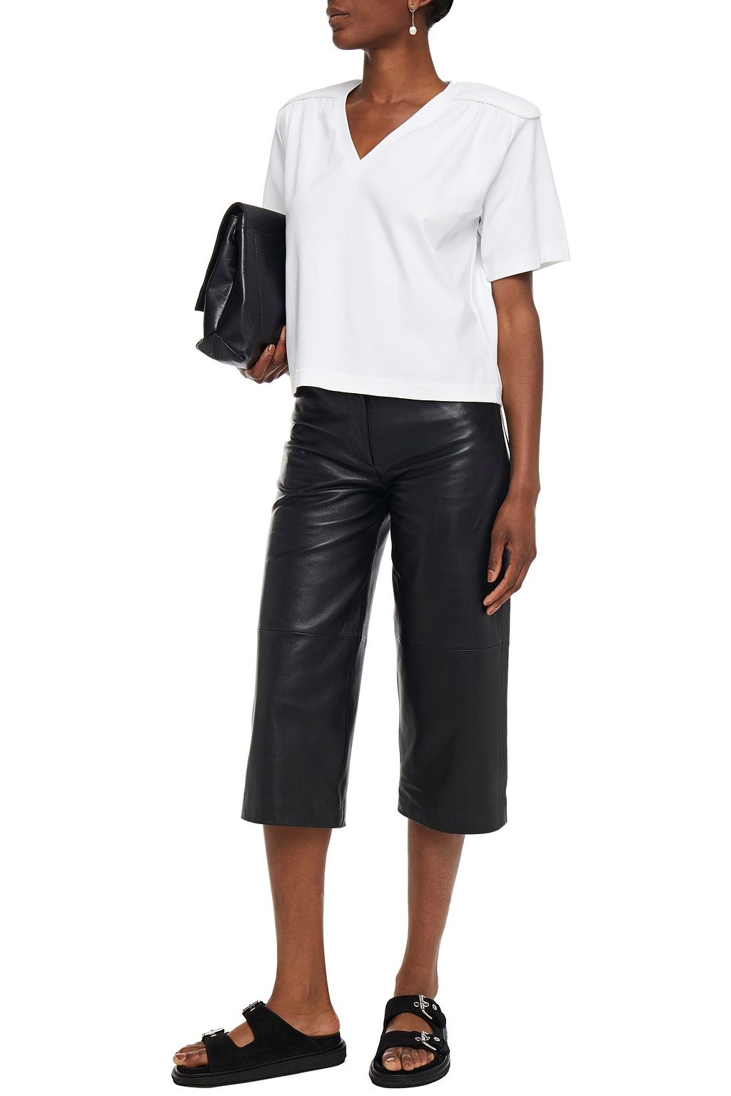 REMAIN BIRGER CHRISTENSEN Gathered cotton-blend jersey top