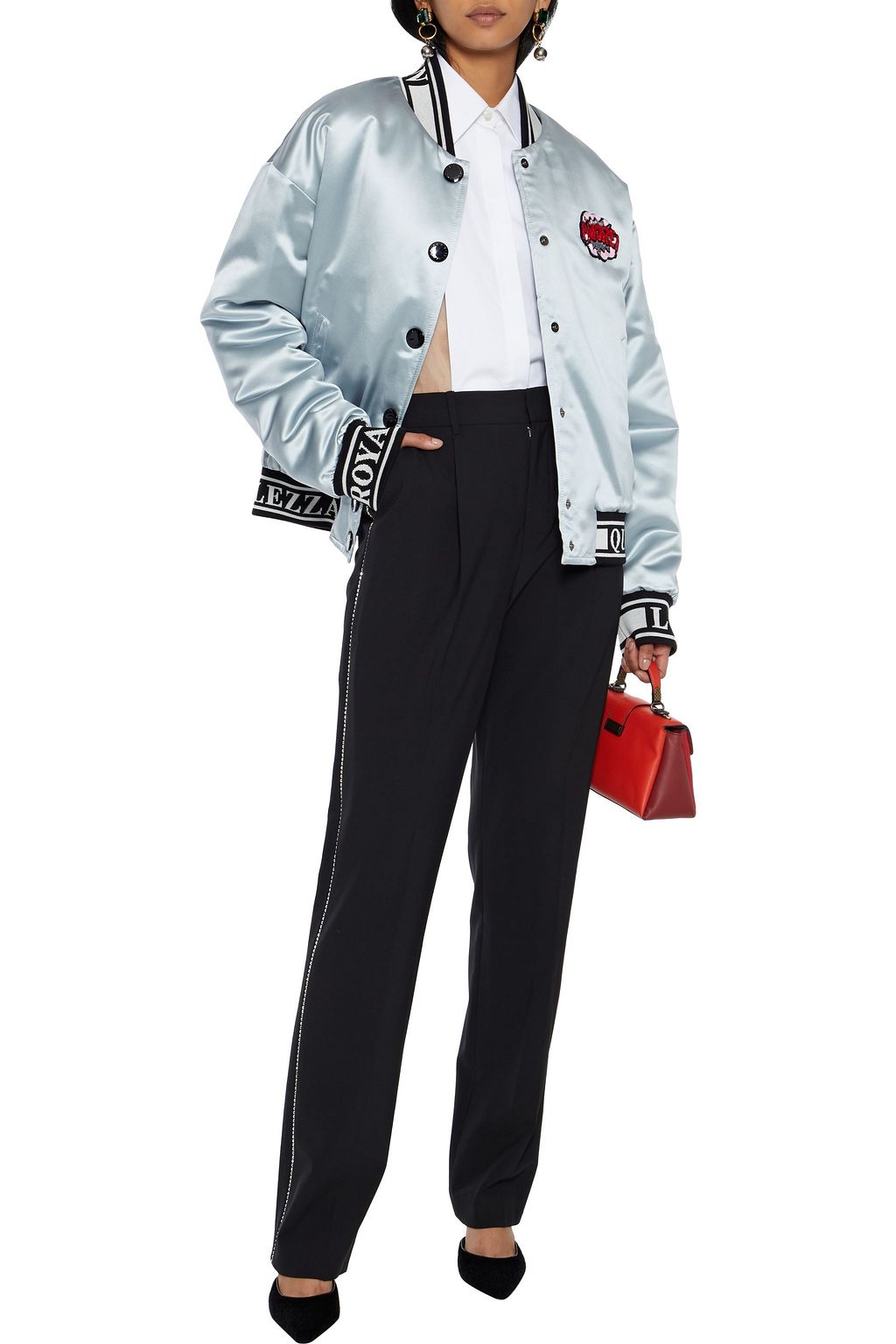 DOLCE&GABBANA Appliquéd quilted silk-blend satin jacket