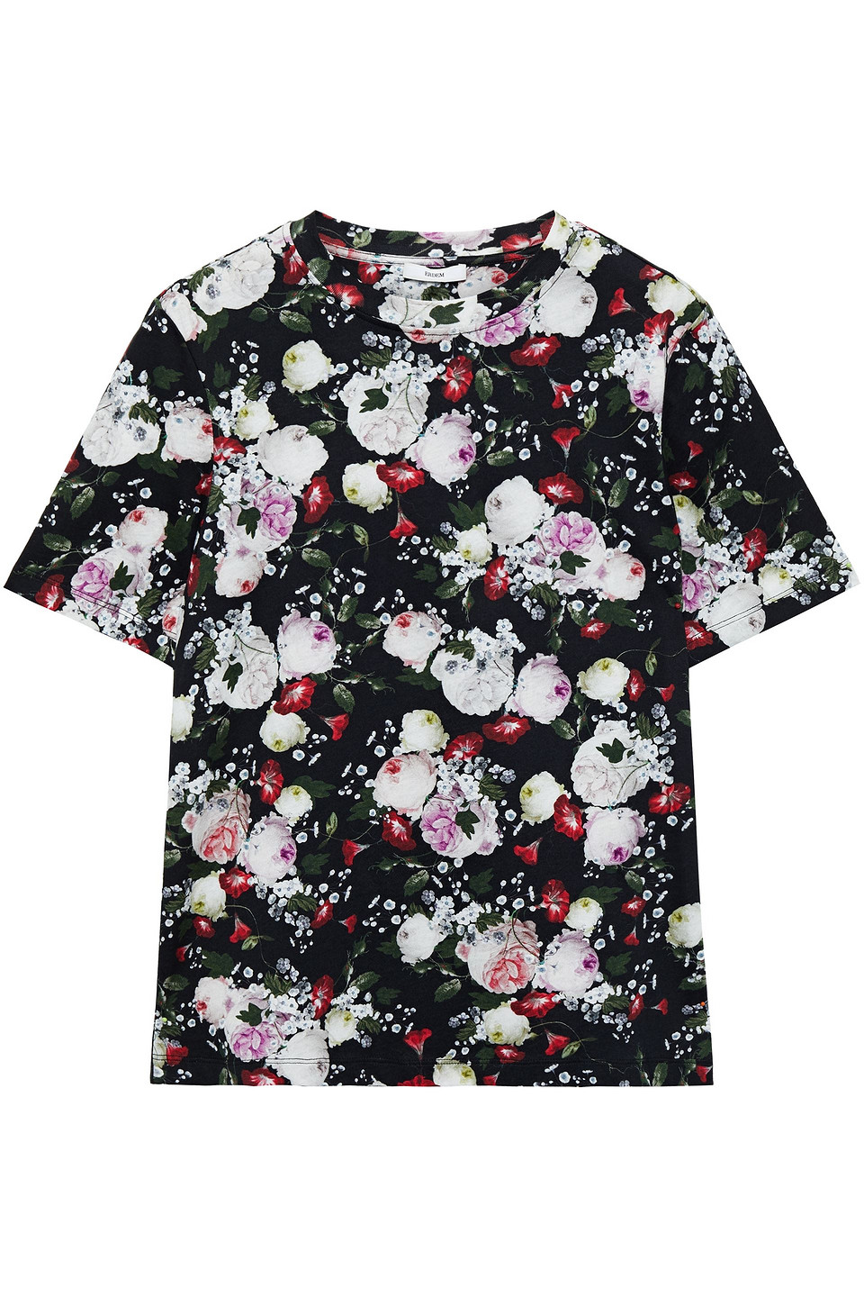 Erdem Woman Hettie Floral-print Cotton-jersey T-shirt Black Size S
