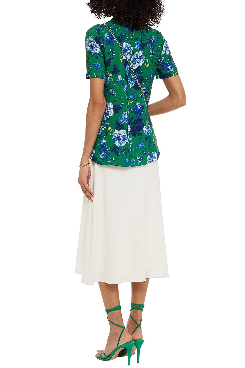 ERDEM Karola twisted floral-print crepe top