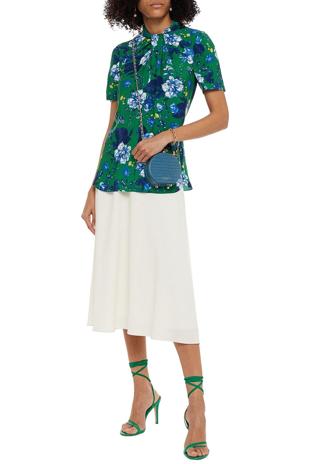 ERDEM Karola twisted floral-print crepe top
