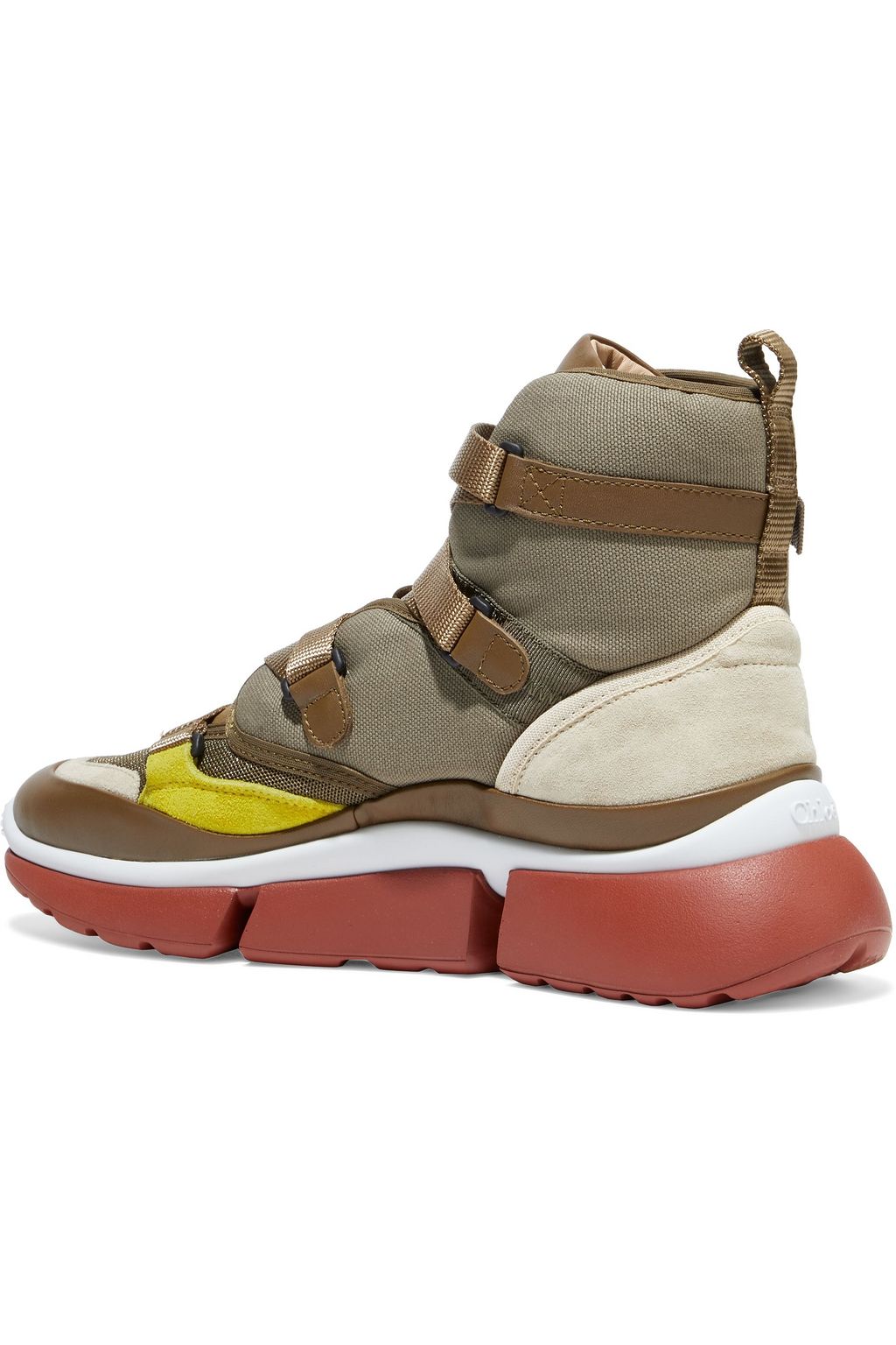 CHLOÉ Sonnie leather, suede and mesh high-top sneakers