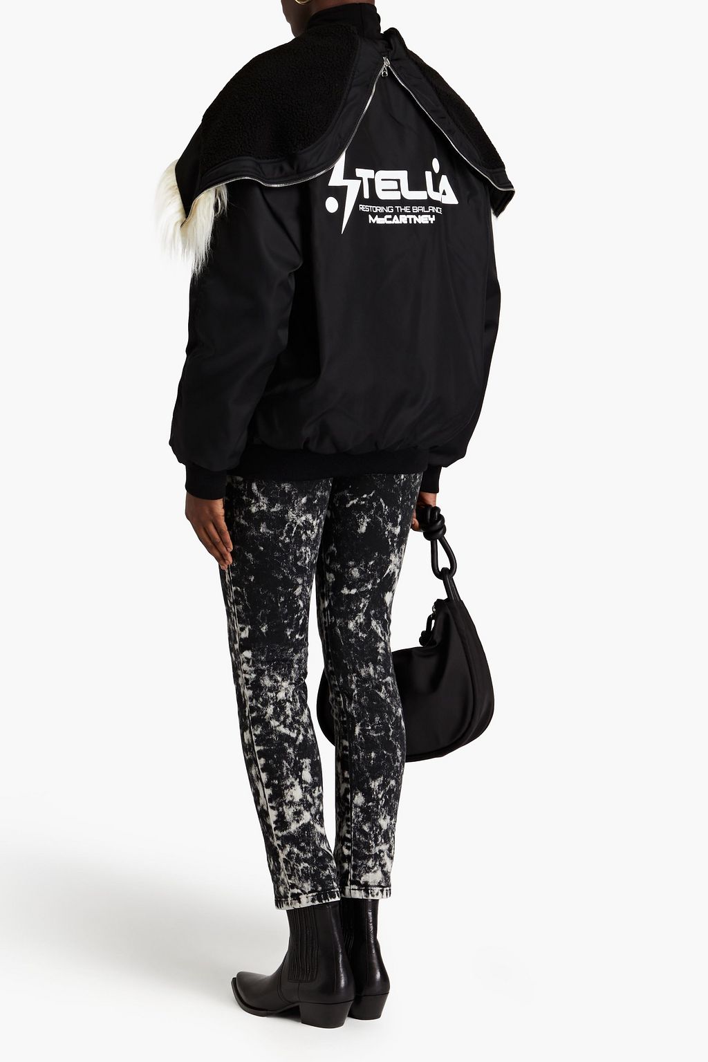 STELLA MCCARTNEY Aiden faux shearling-trimmed shell bomber jacket