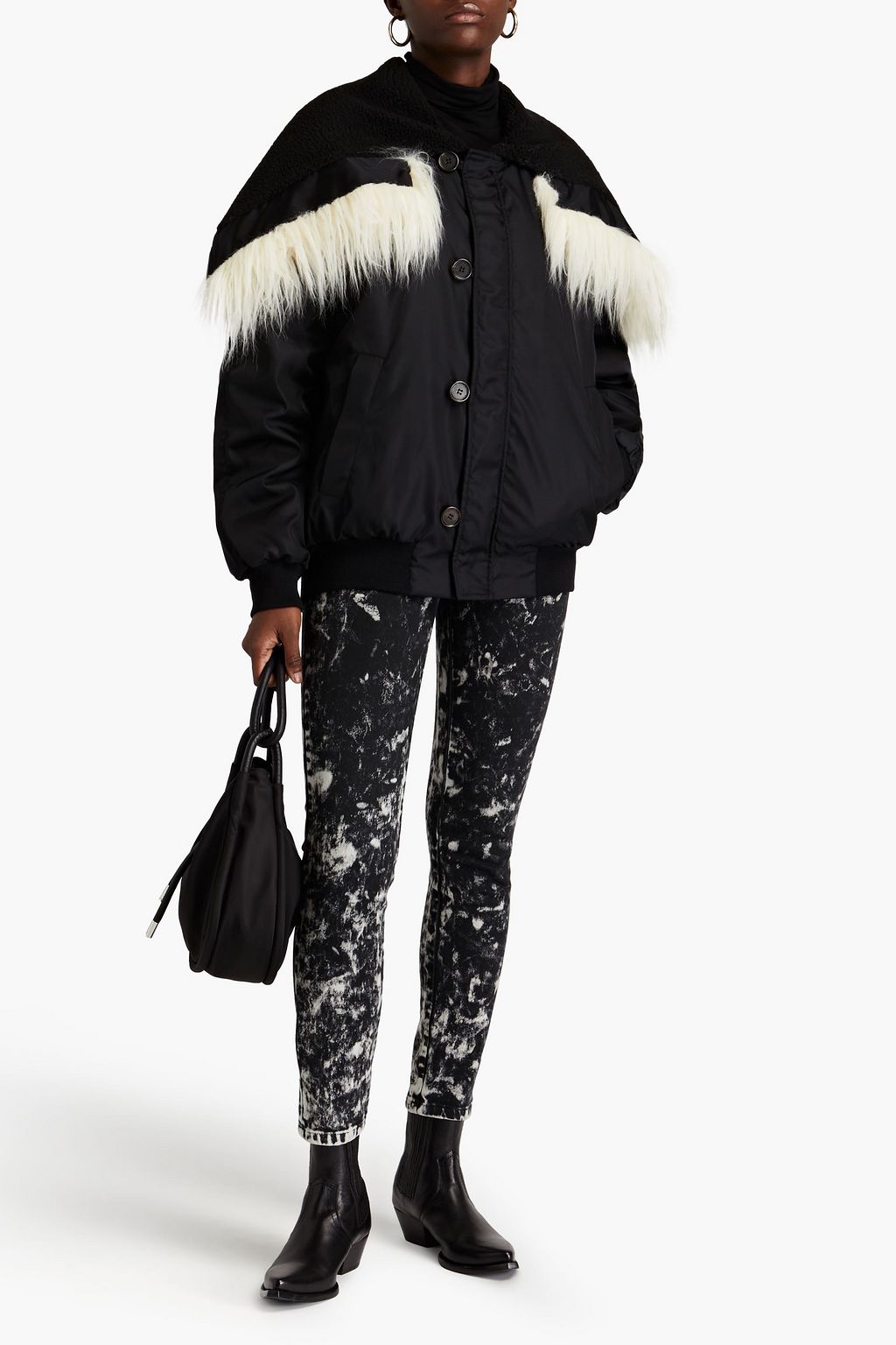STELLA MCCARTNEY Aiden faux shearling-trimmed shell bomber jacket