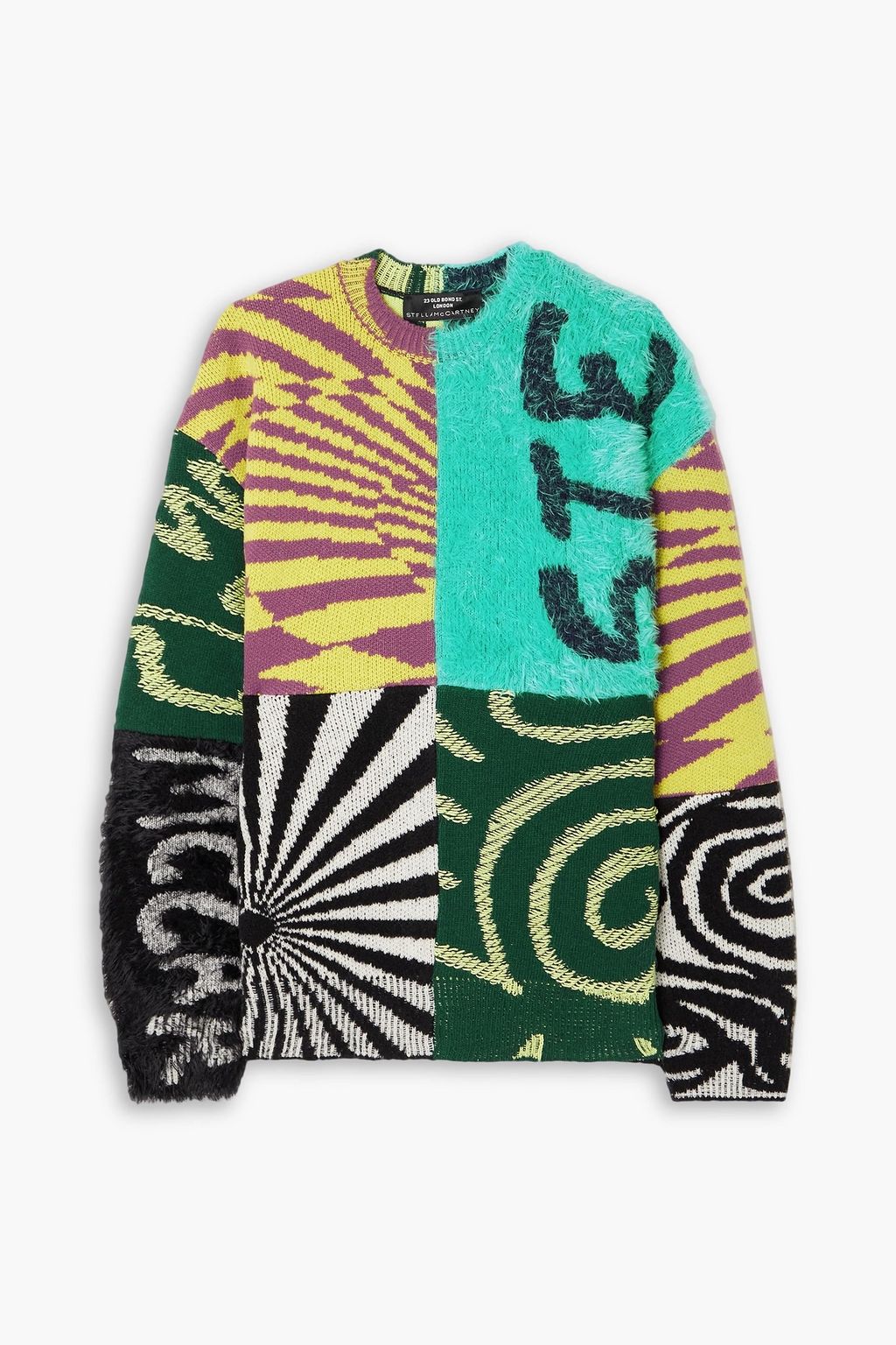 STELLA MCCARTNEY + Ed Curtis patchwork jacquard-knit wool sweater | THE ...