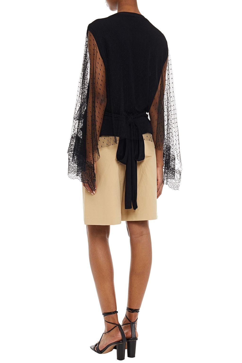 REDVALENTINO Tie-back layered jersey and point d'esprit top