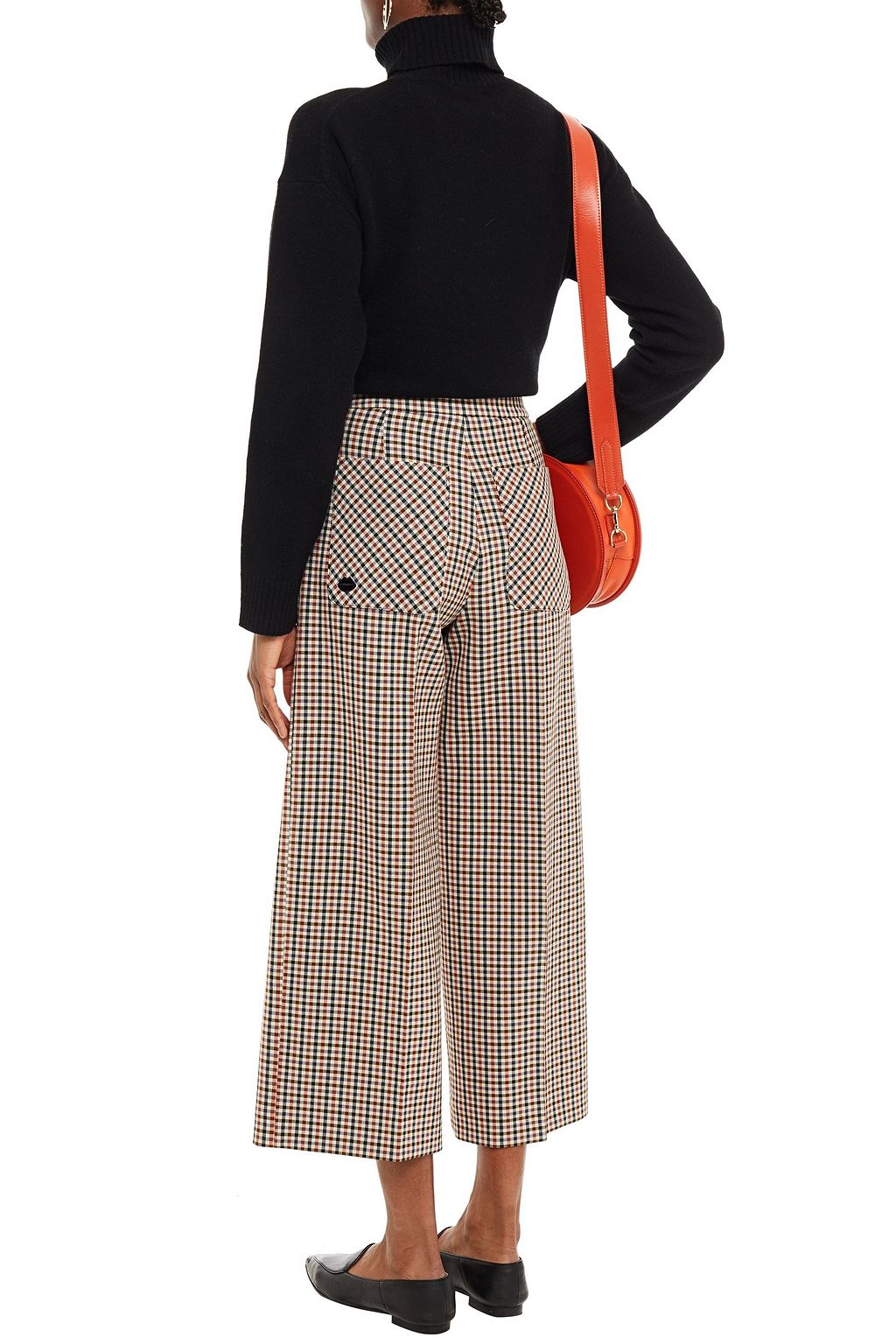 MARKUS LUPFER Cropped checked jacquard wide-leg pants