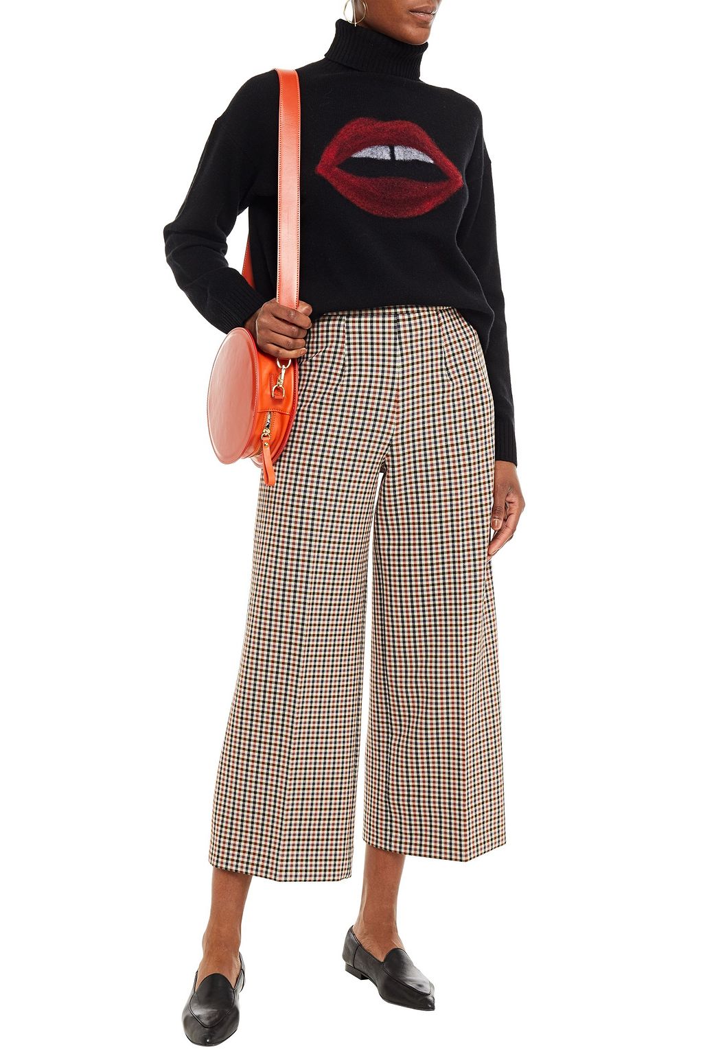 MARKUS LUPFER Cropped checked jacquard wide-leg pants