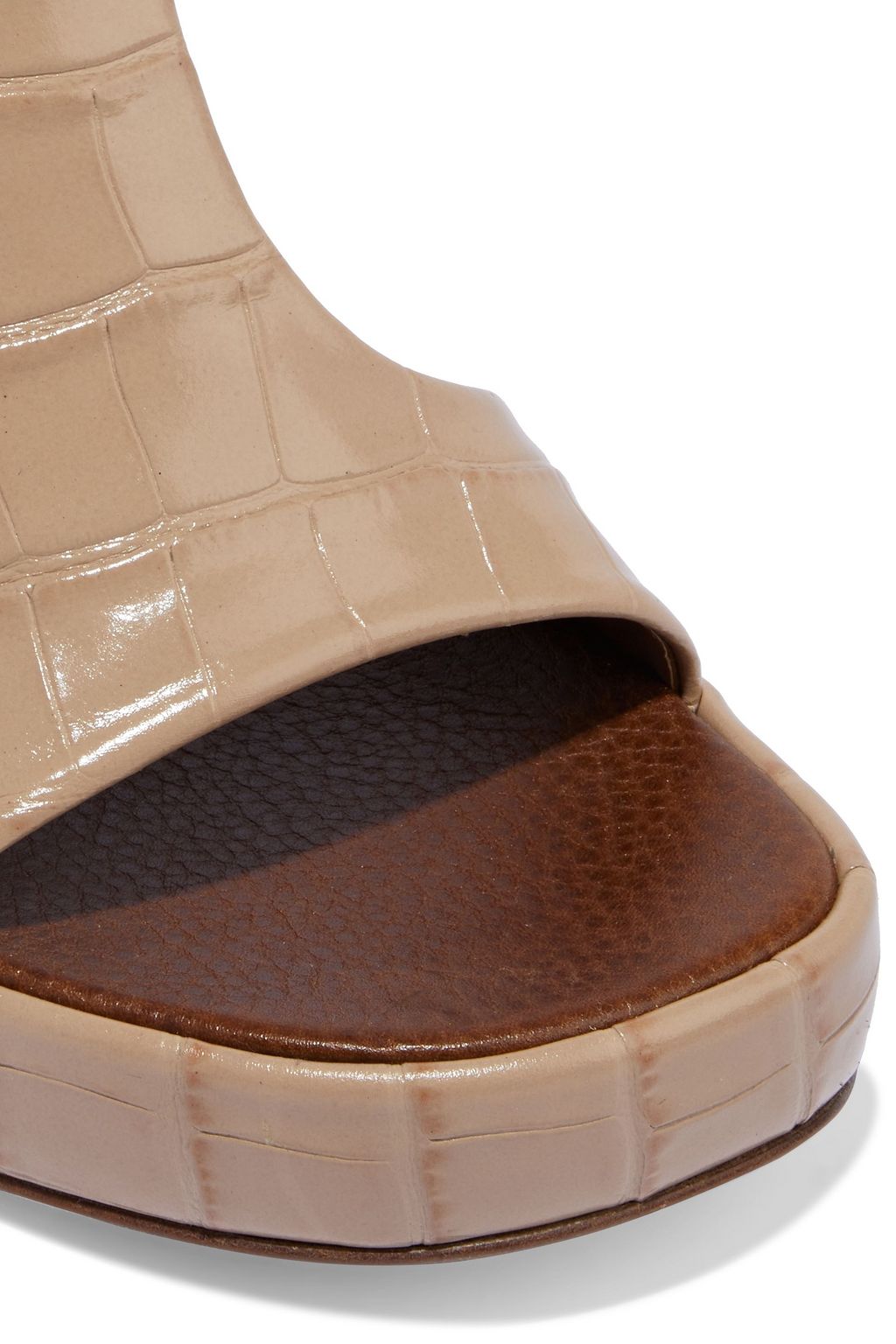 CHLOÉ Wave buckled croc-effect leather platform sandals