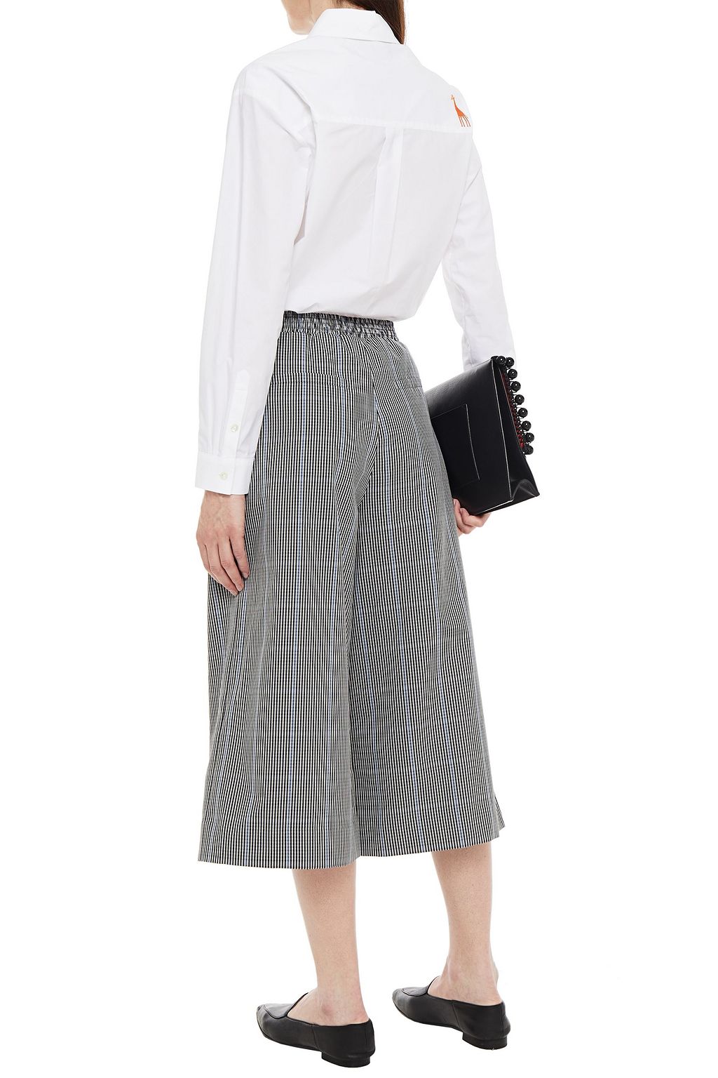 MARKUS LUPFER Kyla cropped checked cotton wide-leg pants
