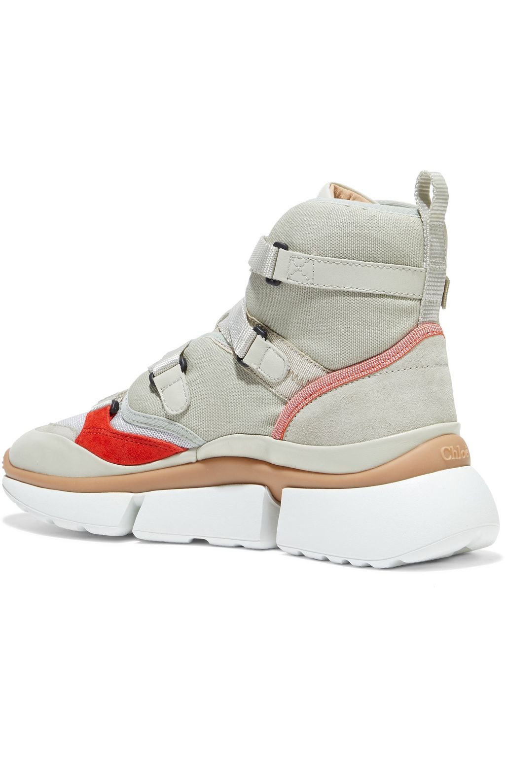 CHLOÉ Sonnie leather, suede and mesh high-top sneakers