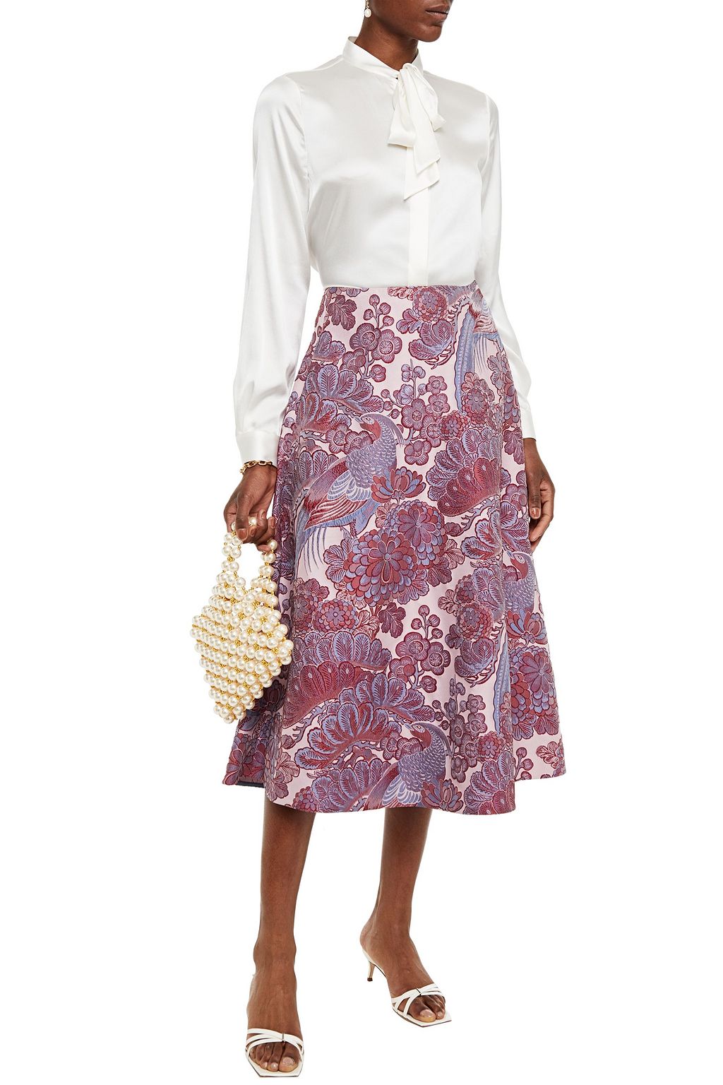 ERDEM Thia floral-jacquard midi skirt