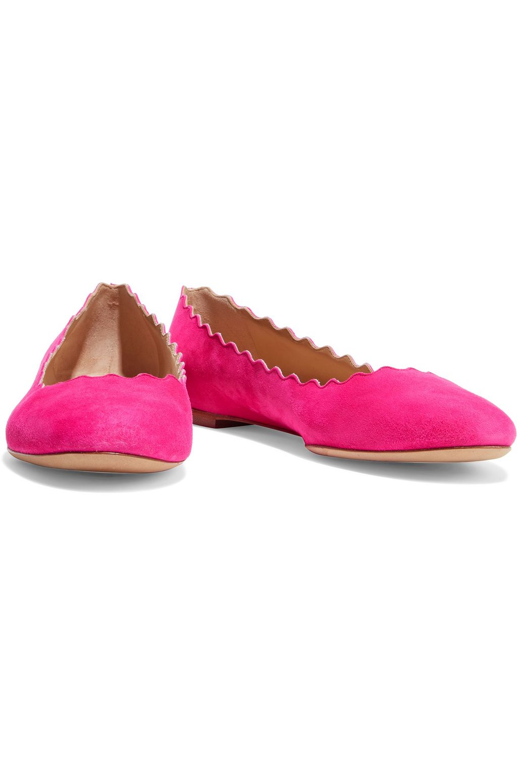 CHLOÉ Lauren scalloped suede ballet flats