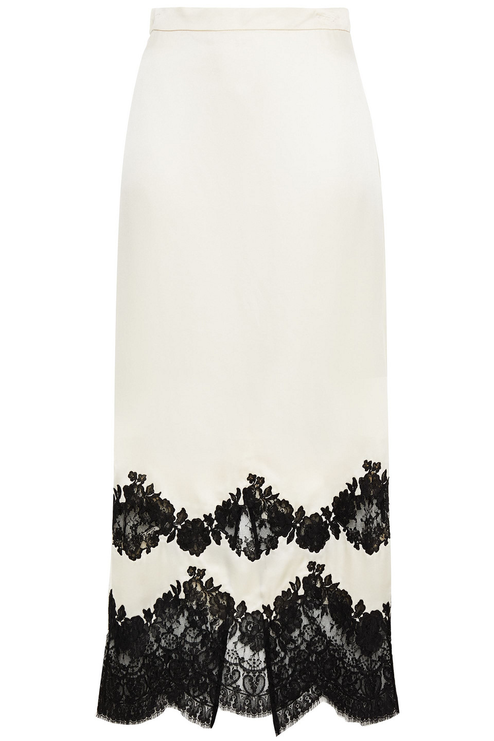 Erdem Woman Maria Lace-trimmed Satin Midi Skirt Ivory Size 16