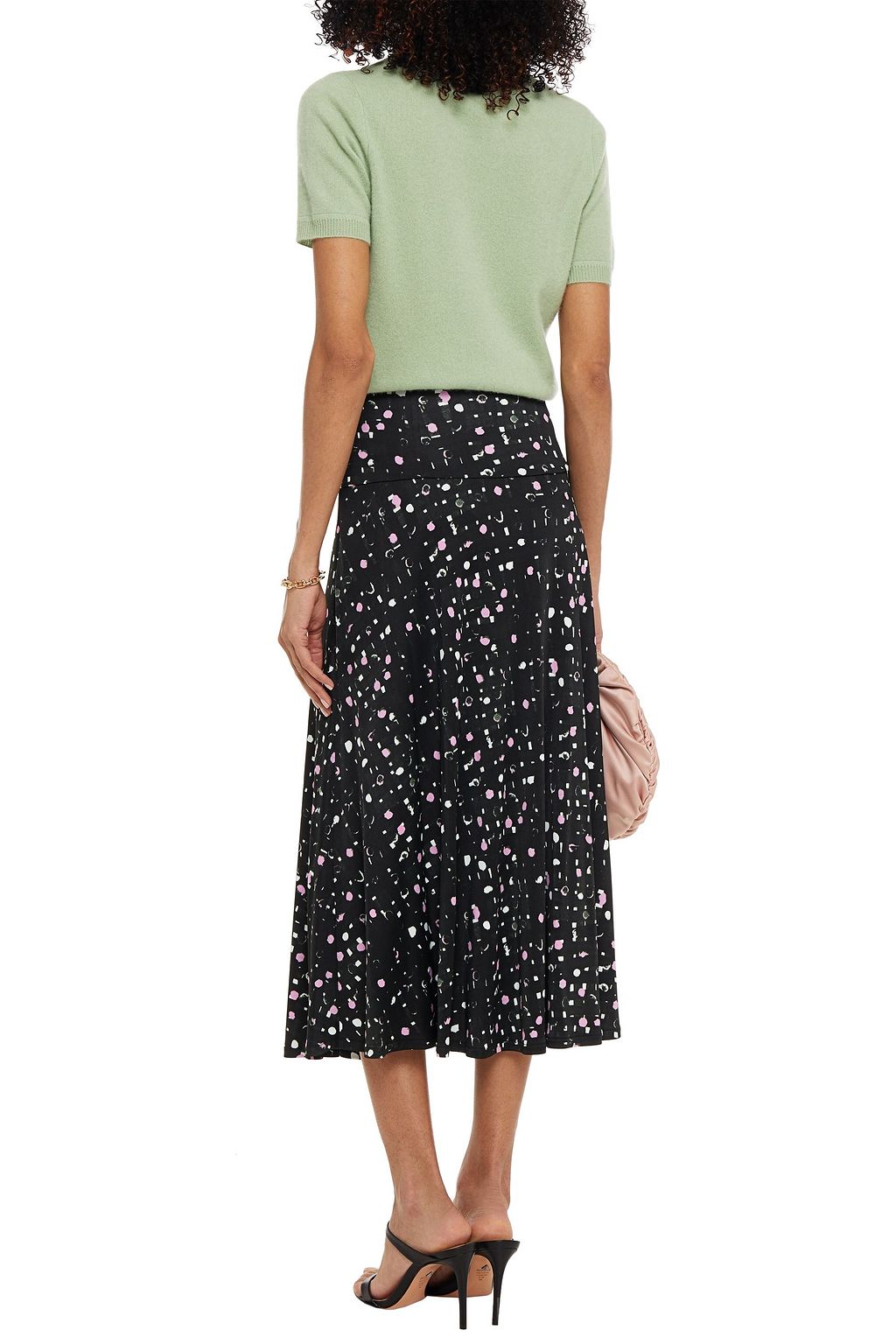 ERDEM Elvin printed satin-jersey midi skirt