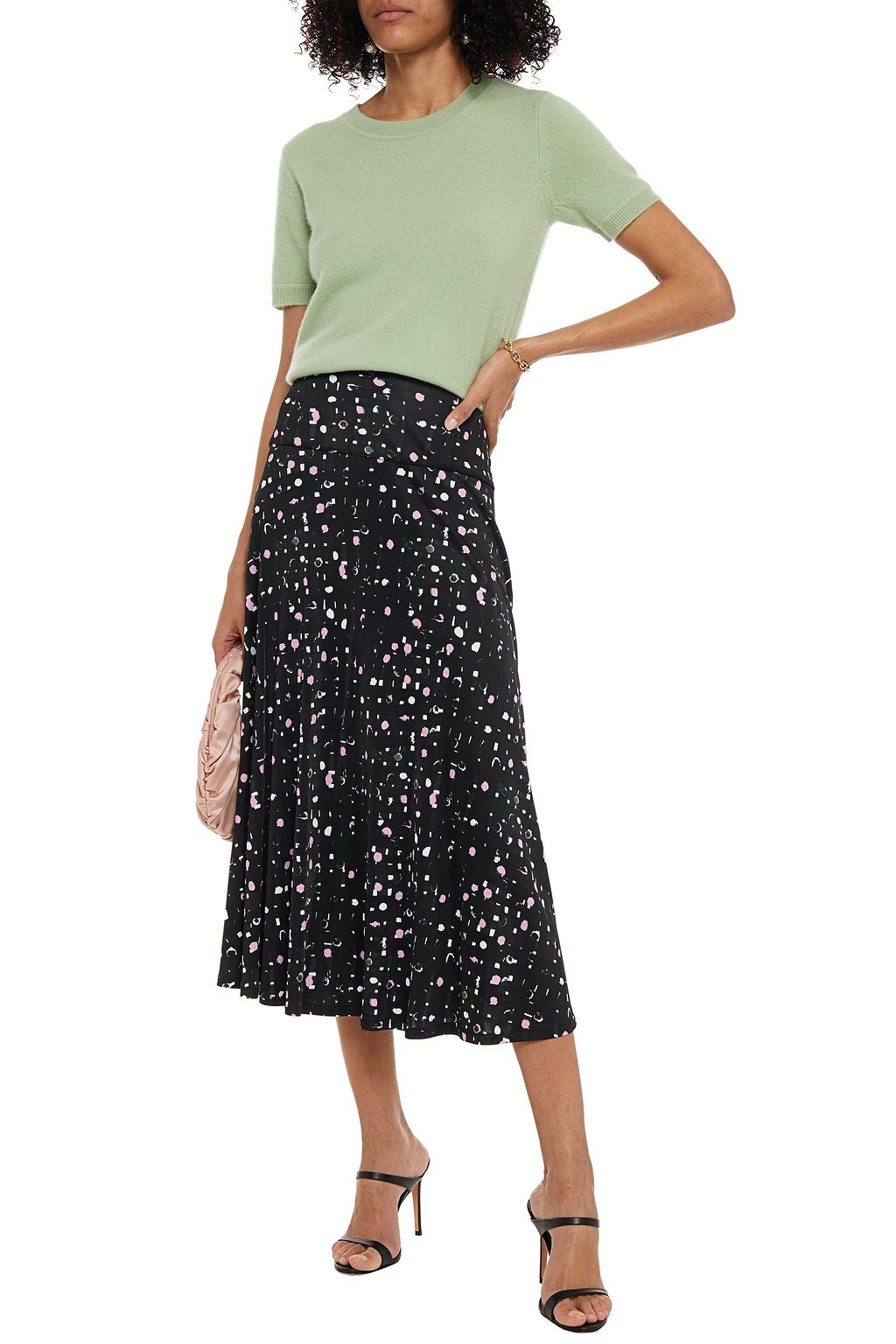 ERDEM Elvin printed satin-jersey midi skirt