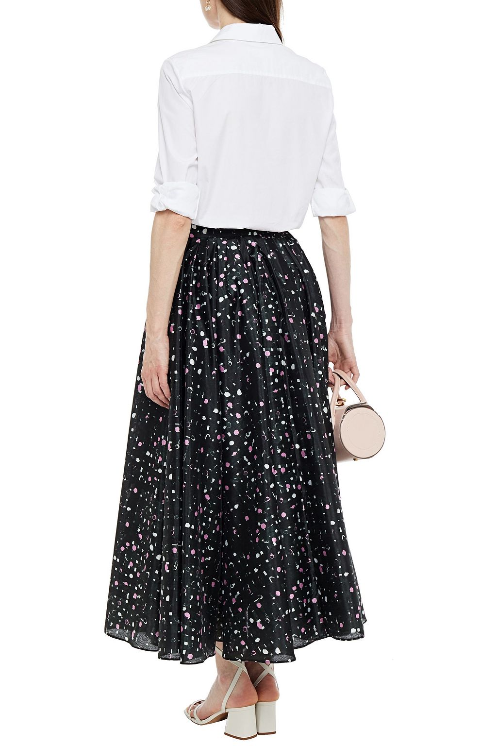 ERDEM Talisa pleated printed gazar maxi skirt