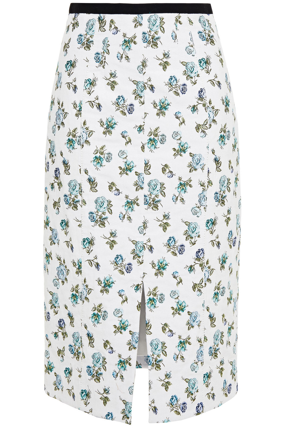 Erdem Woman Vero Floral-print Cotton-blend Jacquard Pencil Skirt White Size 8