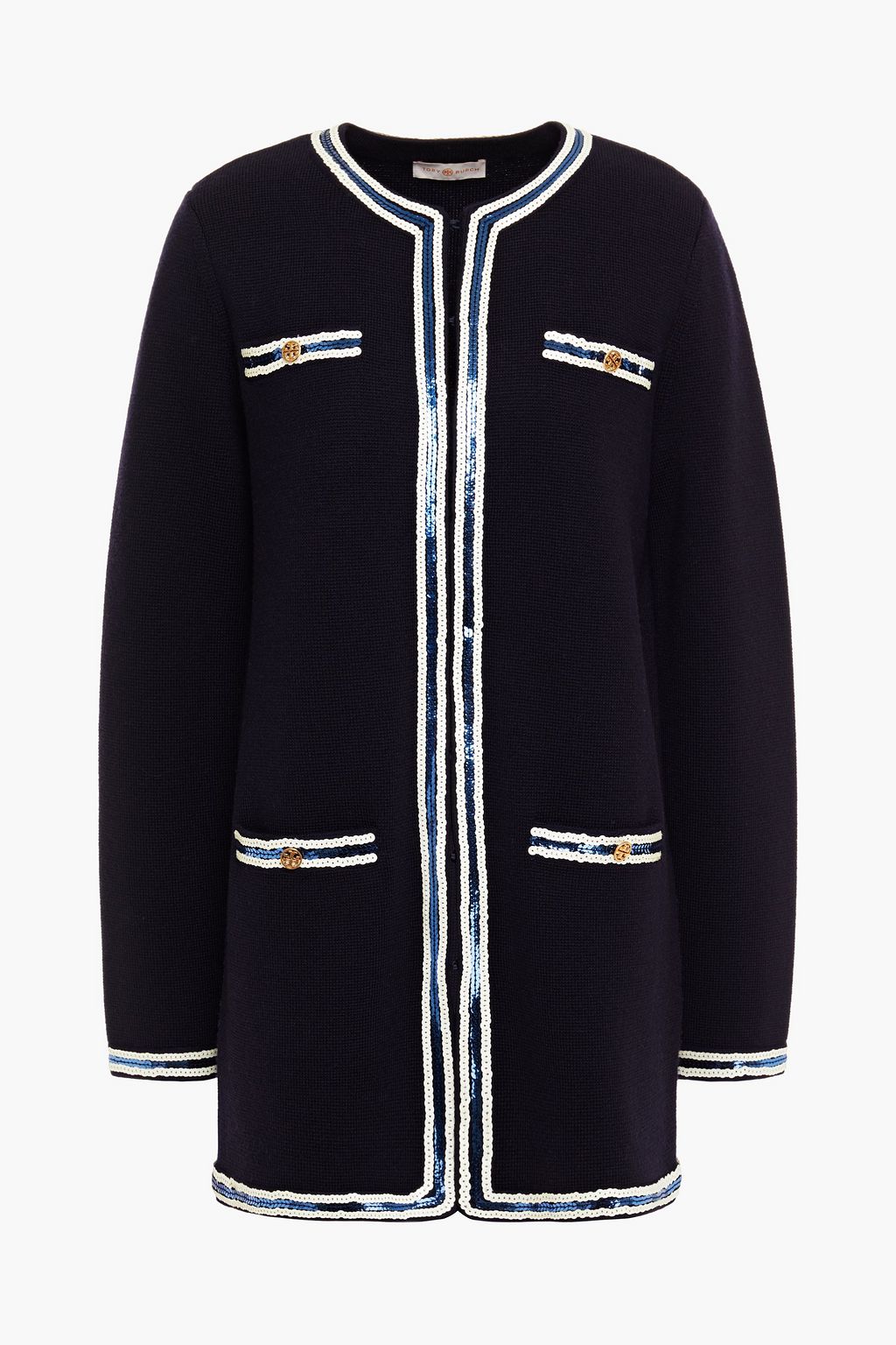 navy sequin cardigan