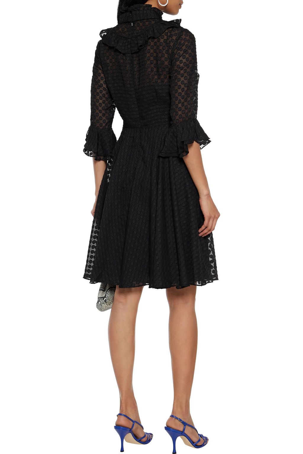 MIKAEL AGHAL Pussy-bow ruffled fil coupé georgette dress