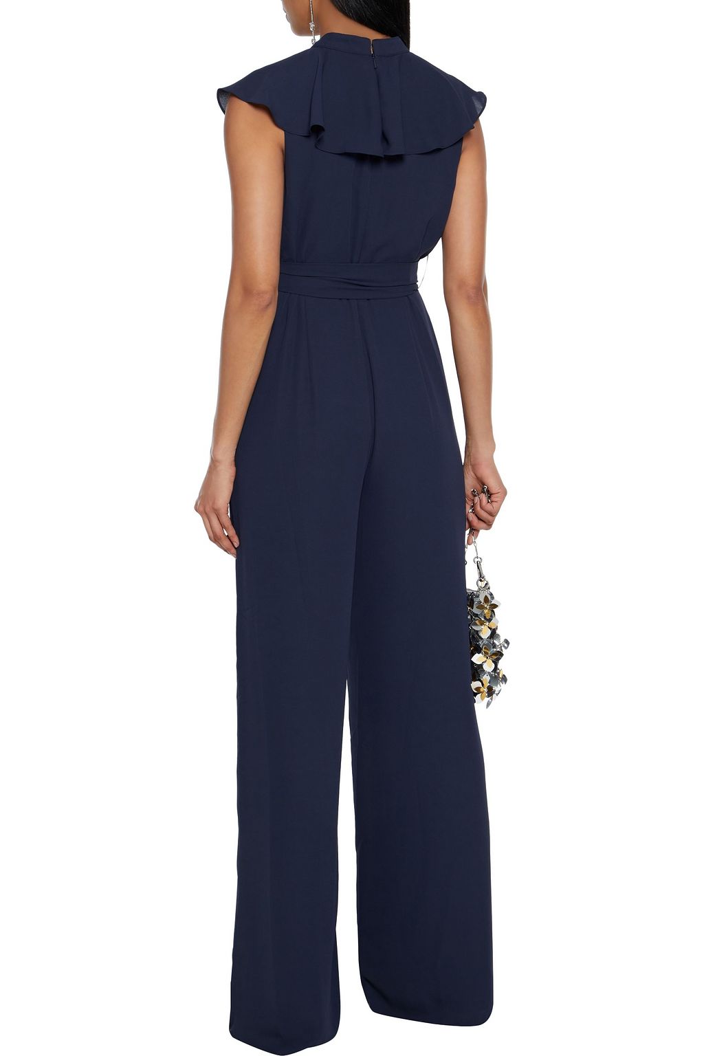 MIKAEL AGHAL Ruffled belted crepe jumpsuit