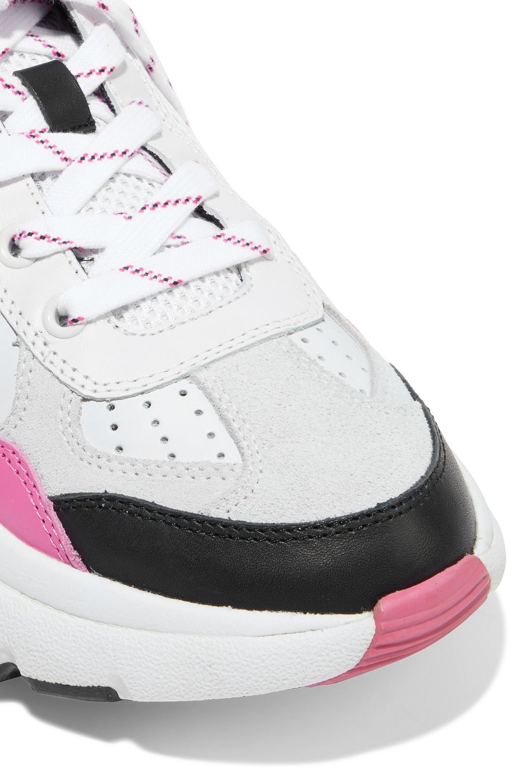 MAJE Leather, suede and mesh exaggerated-sole sneakers