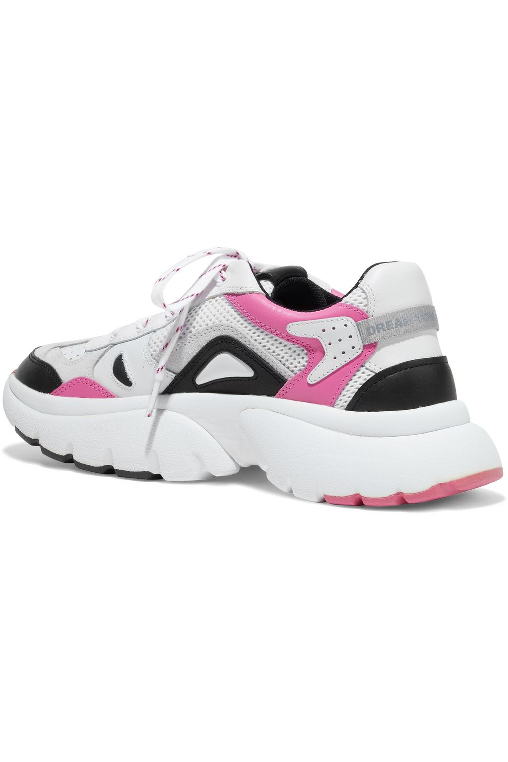 MAJE Leather, suede and mesh exaggerated-sole sneakers