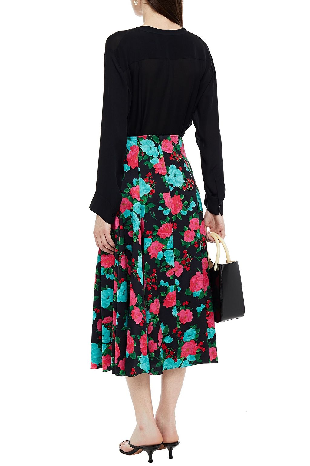 ERDEM Vesper floral-print satin midi skirt