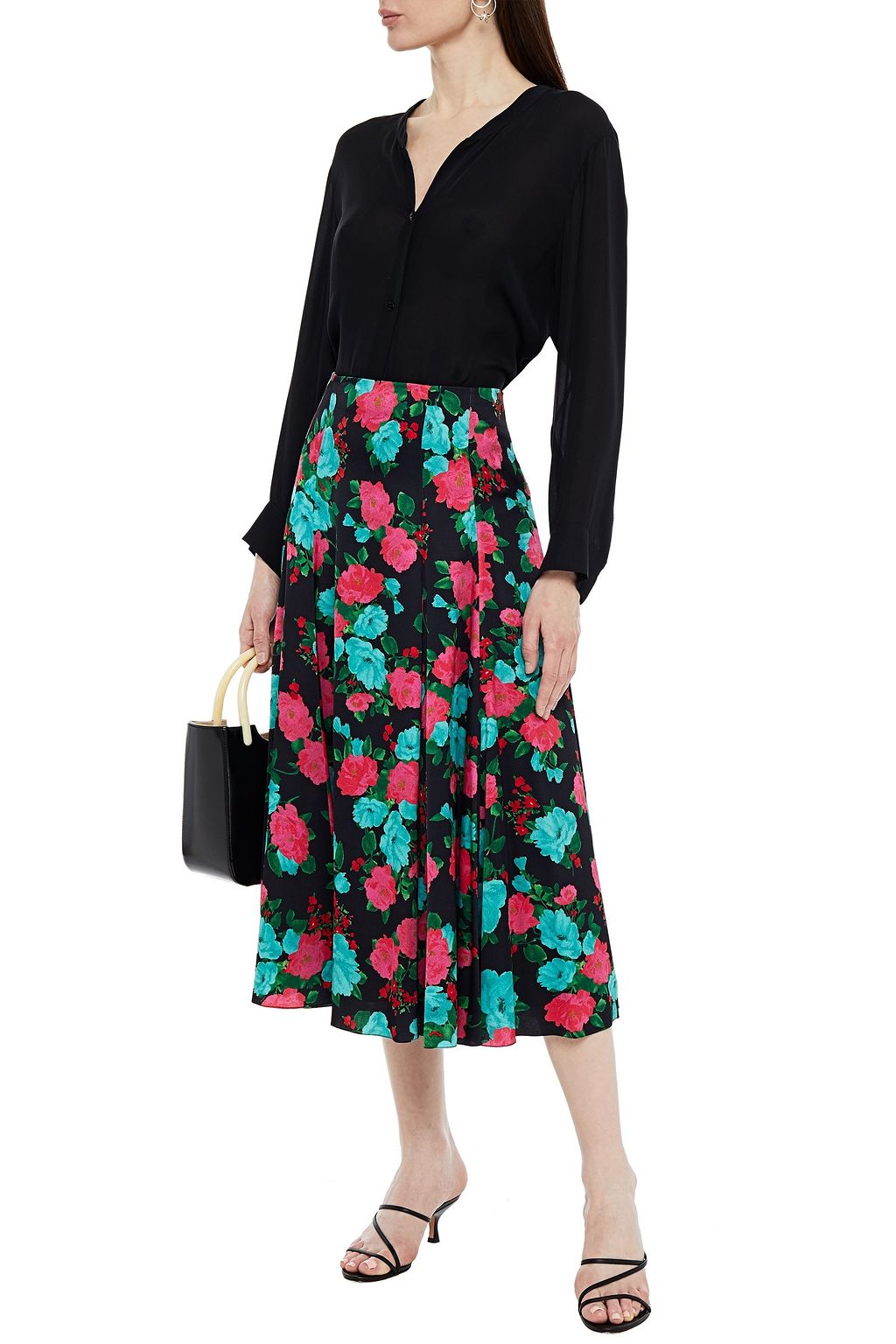 ERDEM Vesper floral-print satin midi skirt