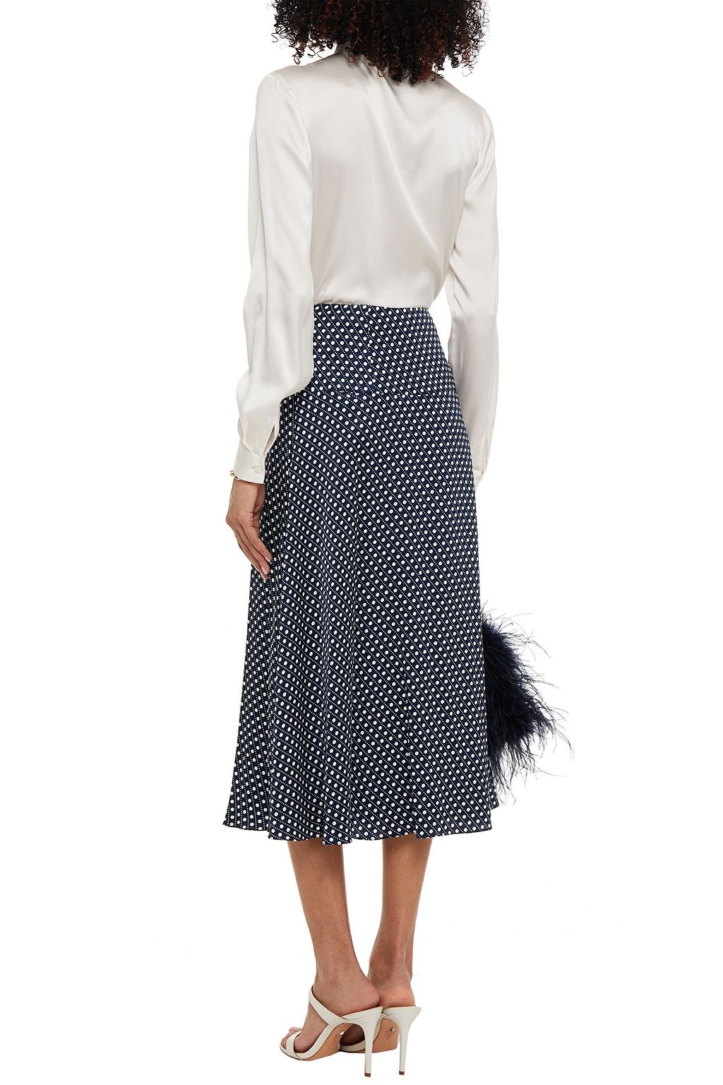 ERDEM Elvin polka-dot satin-jersey midi skirt