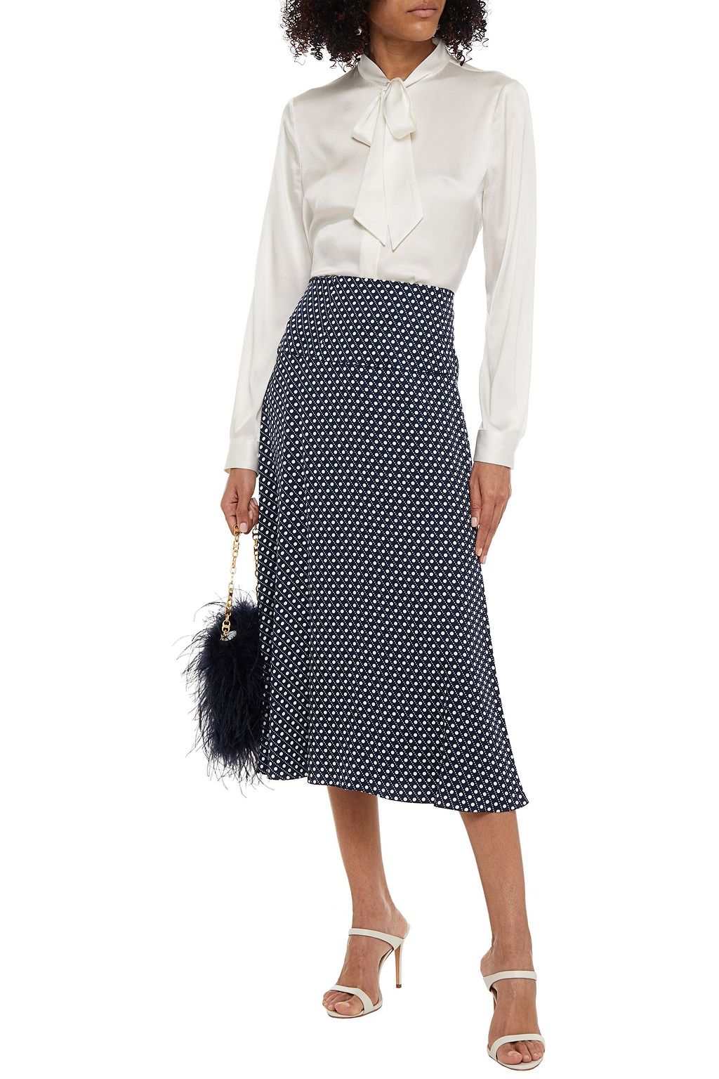 ERDEM Elvin polka-dot satin-jersey midi skirt