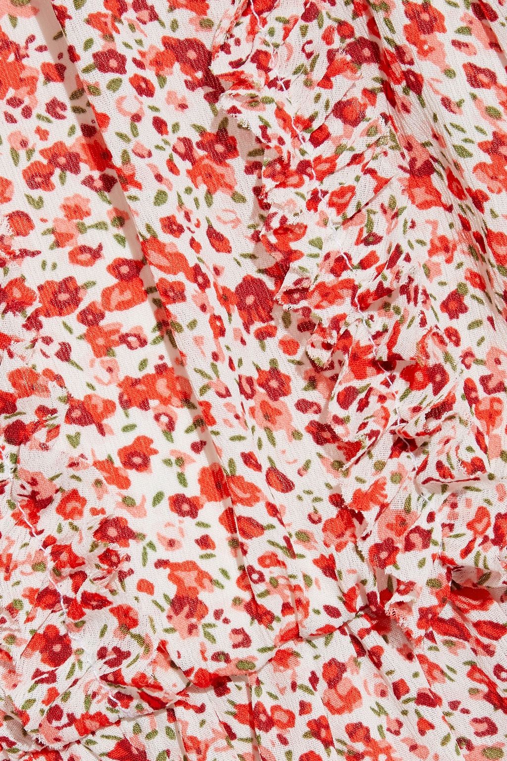 MIKAEL AGHAL Gathered floral-print crepe de chine midi dress