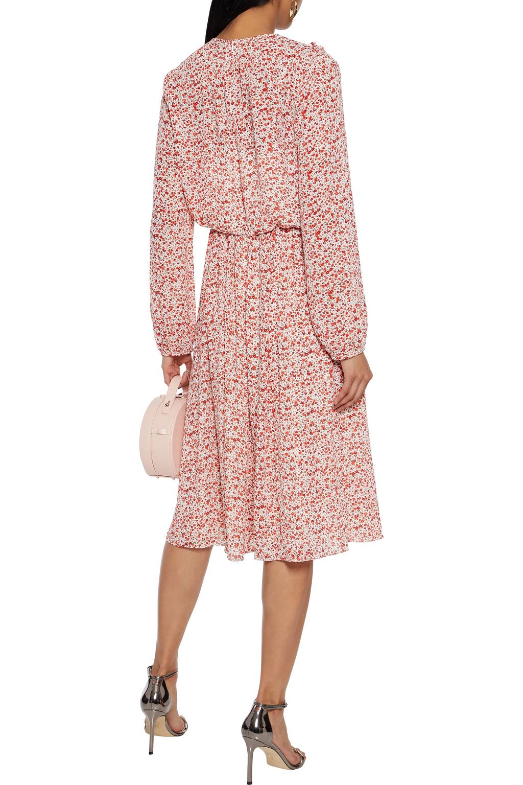 MIKAEL AGHAL Gathered floral-print crepe de chine midi dress