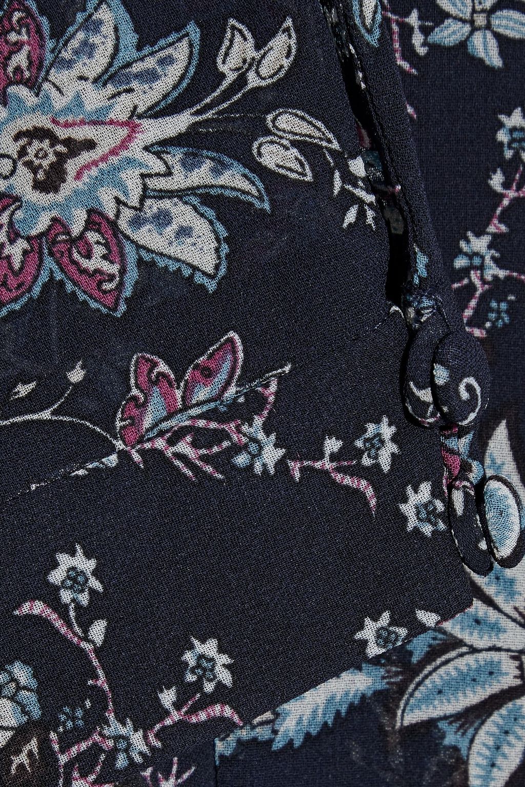 MIKAEL AGHAL Pleated floral-print crepe de chine midi dress