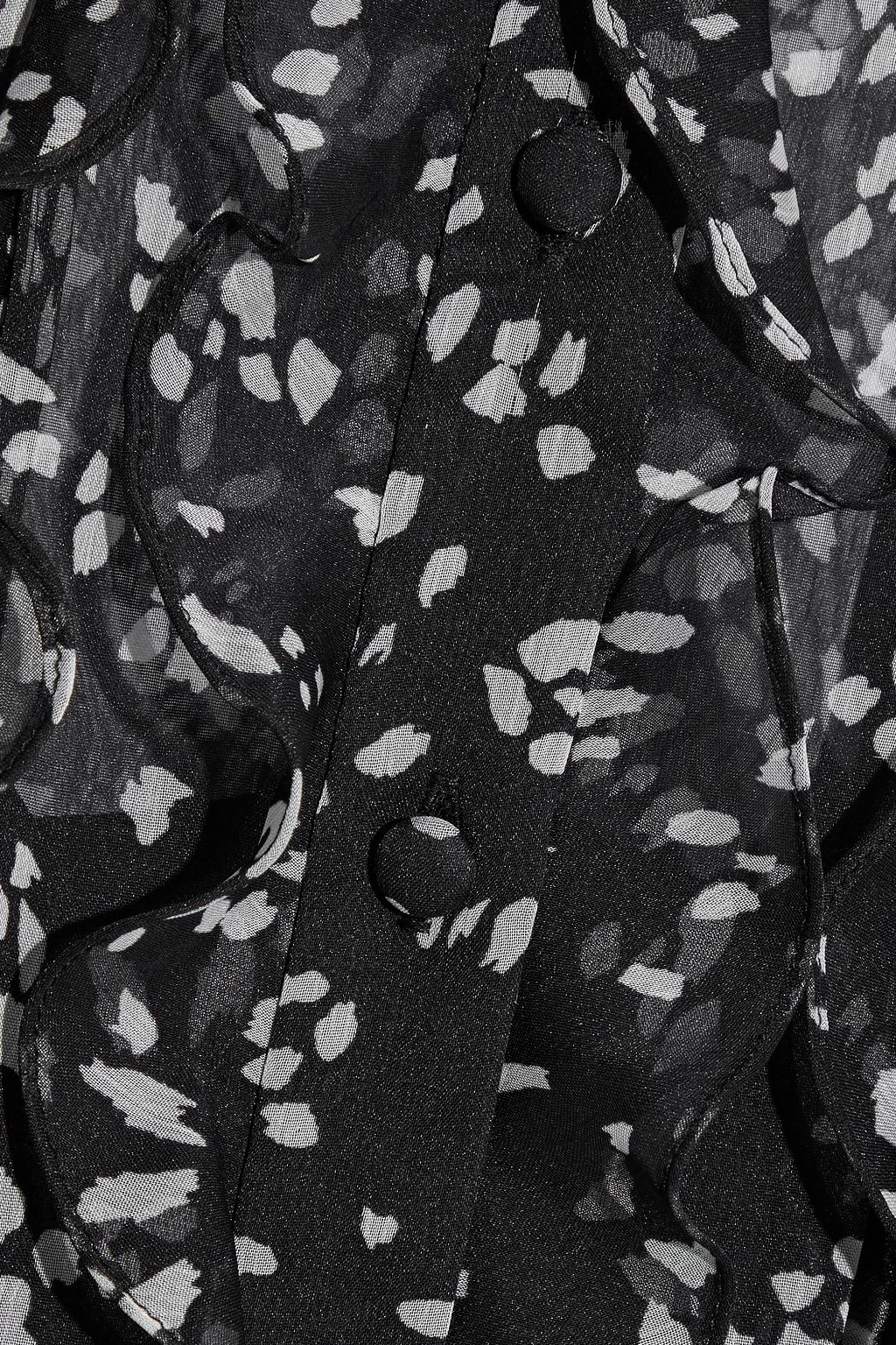 MIKAEL AGHAL Asymmetric belted ruffled printed crepon dress