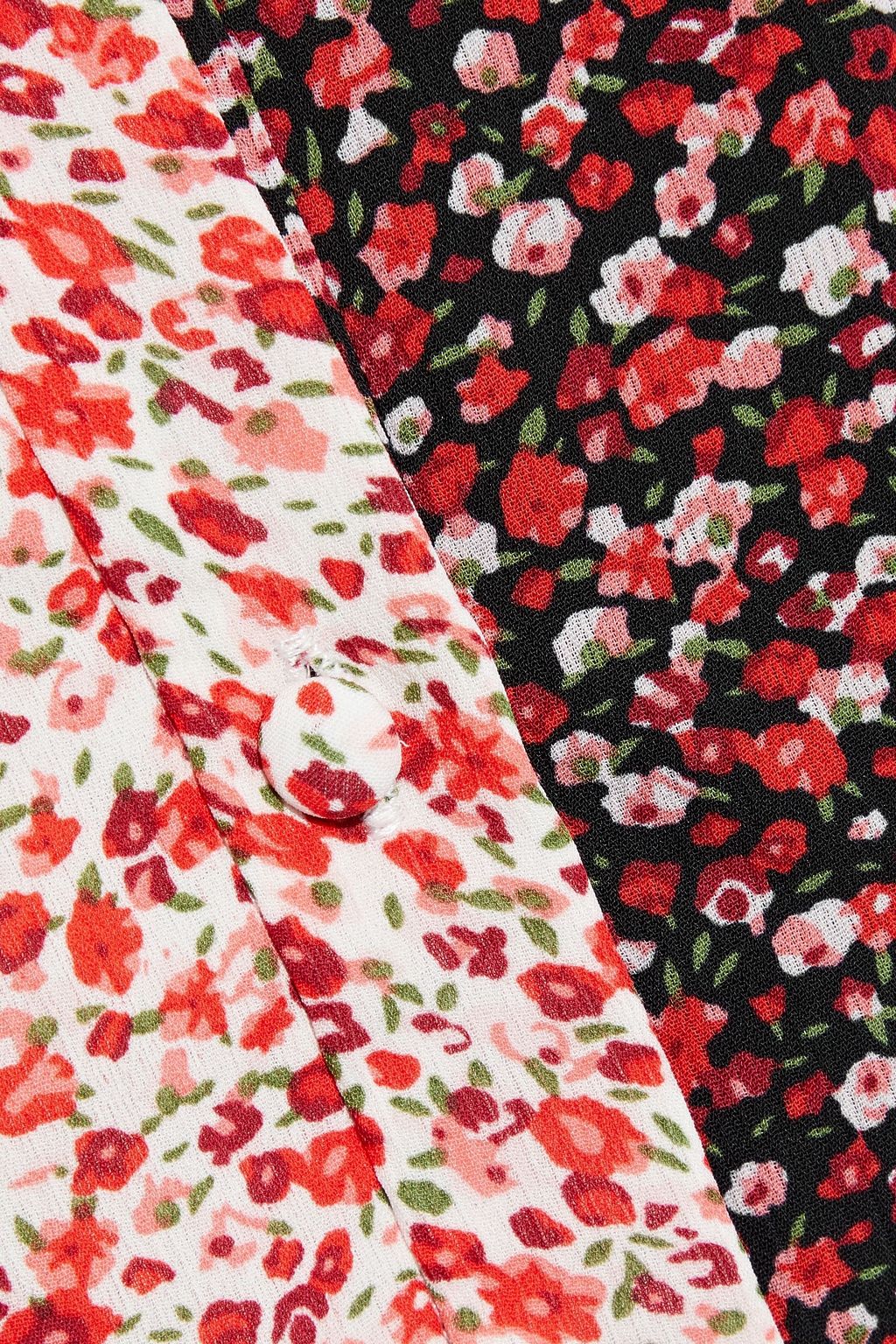 MIKAEL AGHAL Belted paneled floral-print crepe de chine shirt dress