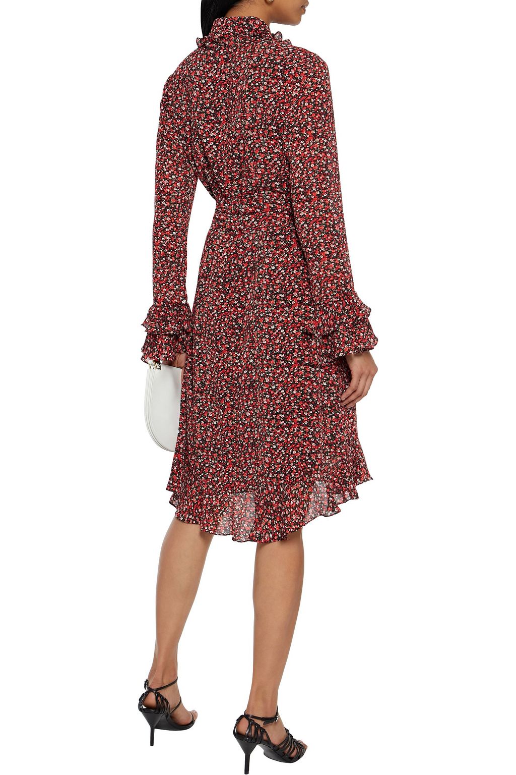 MIKAEL AGHAL Belted paneled floral-print crepe de chine shirt dress